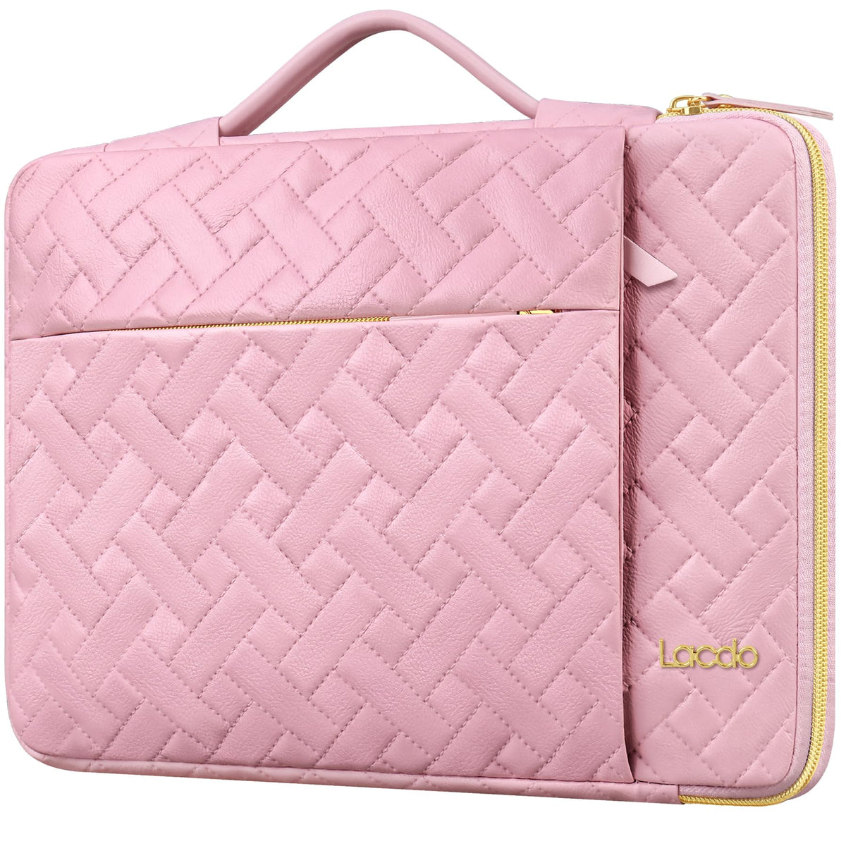 Lacdo 360° Protective Laptop Sleeve Case for 14 inch New MacBook Pro M4/M3/M2/M1 Chips Pro Max A3112 A3401 A3185 A2918 A2992 A2779 2024-2021, 13.8' Surface Laptop Copilot+PC Computer Bag, Sakura Pink