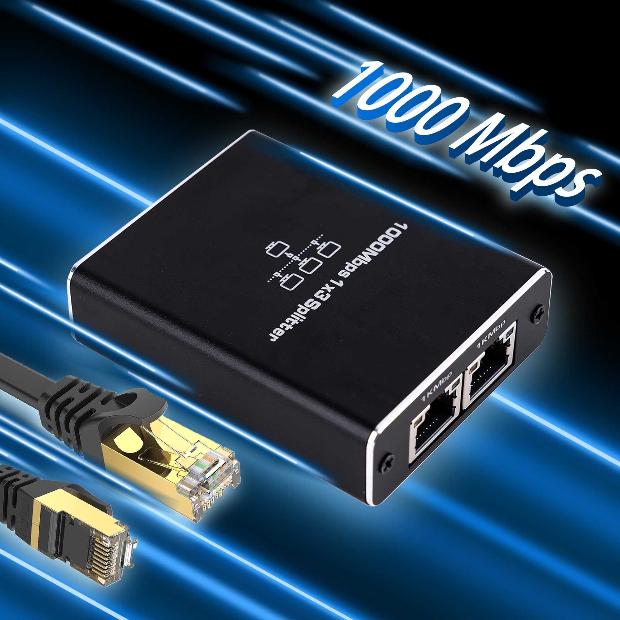 Liezhua Upgrade Ethernet Splitter 1 To 3 High Speed 1000Mbps, Lan Splitter With Usb Power Cable, Rj45 Splitter For Cat5/5E/6/7/8