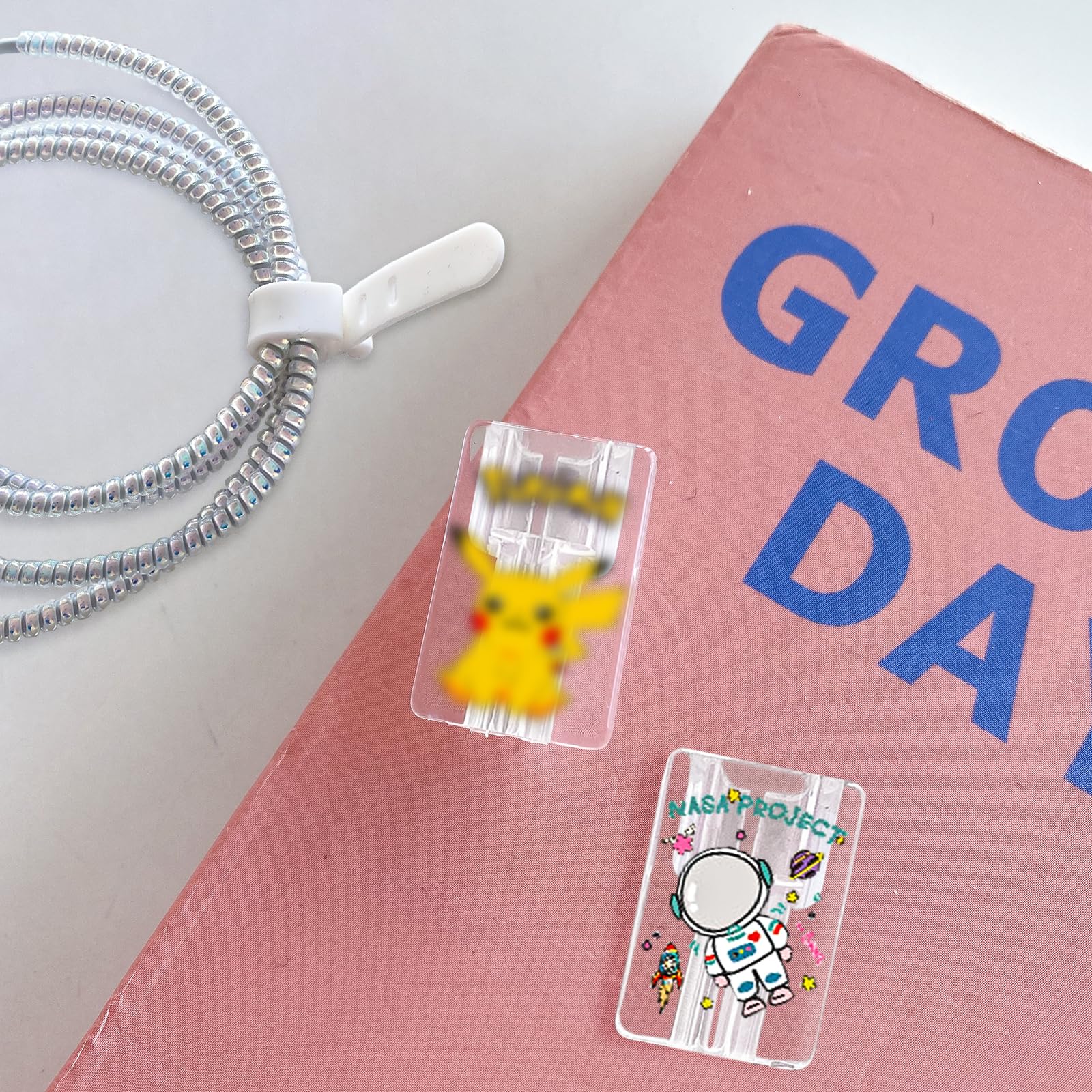 Cute Cable Protector For Iphone Charger,Kawaii Astronaut,Teddy Bear Anime Lovely Pattern 4 Pcs Usb Cable Protector For Girls Boy