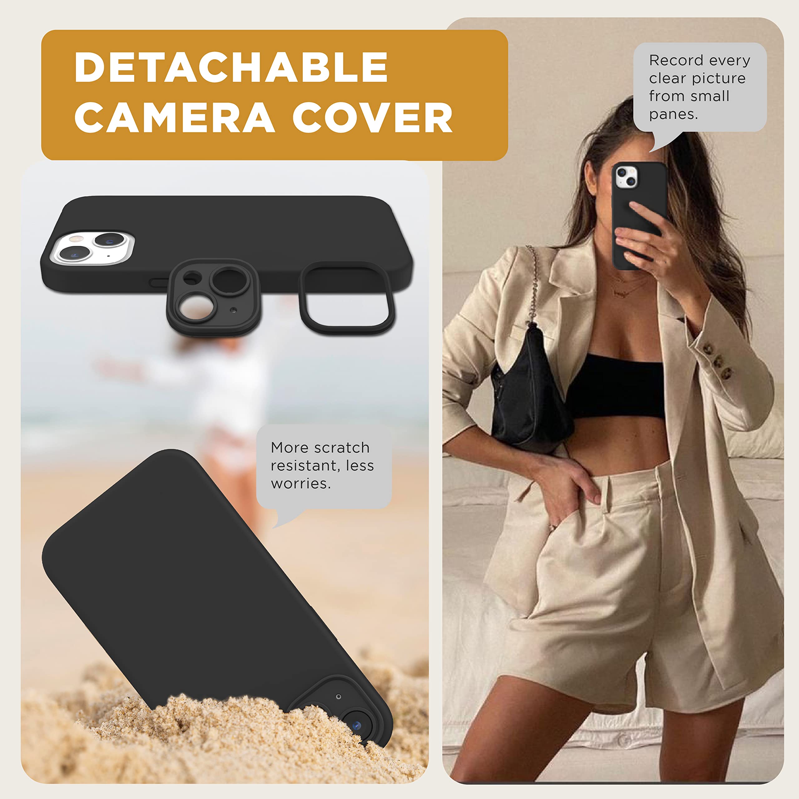 Surphy (3 In 1 Designed For Iphone 13 Case With Screen Protector + Hard Camera Protector, Liquid Silicone Phone Case With Replac