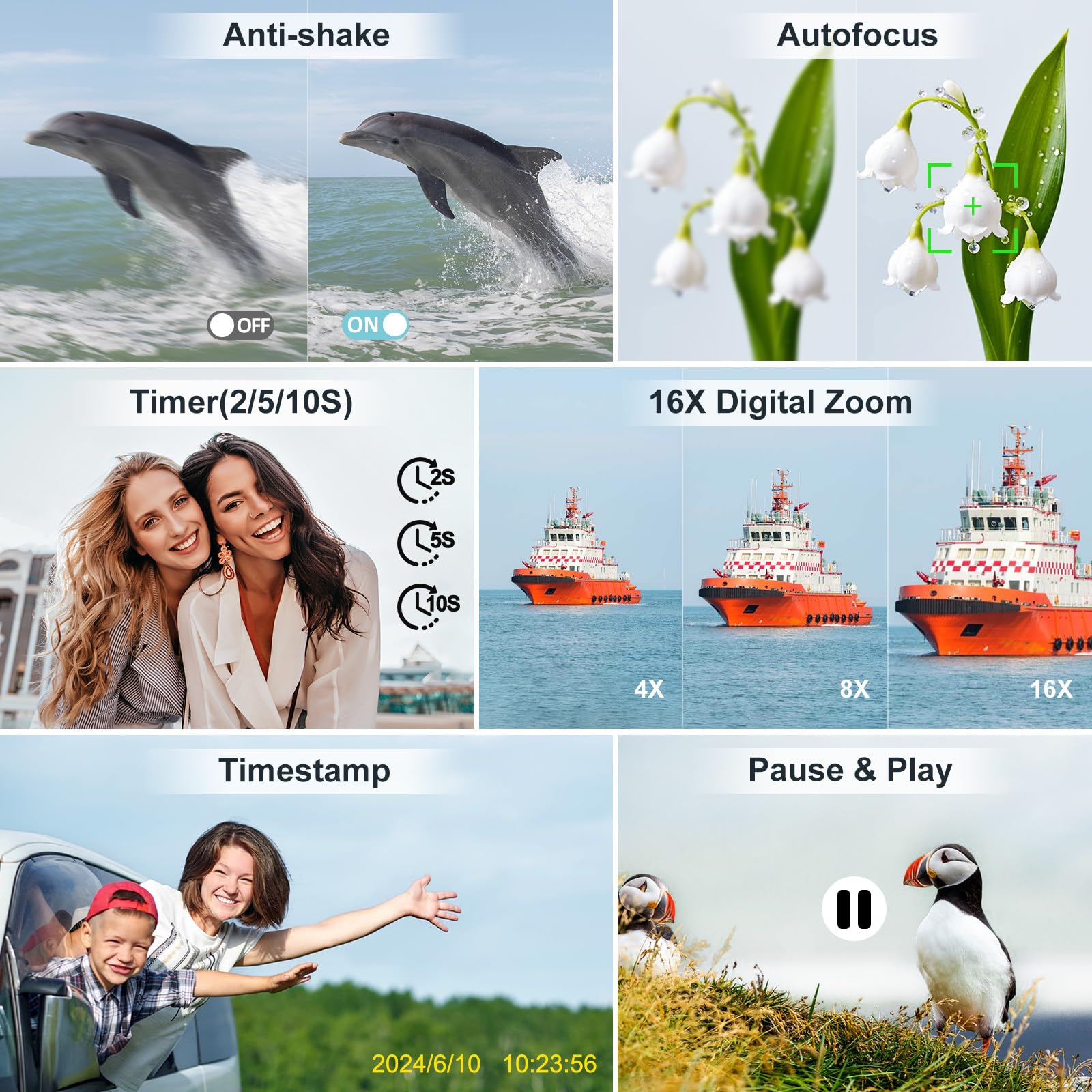 4K Digital Camera, 64Mp Front And Rear Camera For Photography And Video Autofocus 6 Axis Anti Shake, 3'' Selfie Vlogging Camera