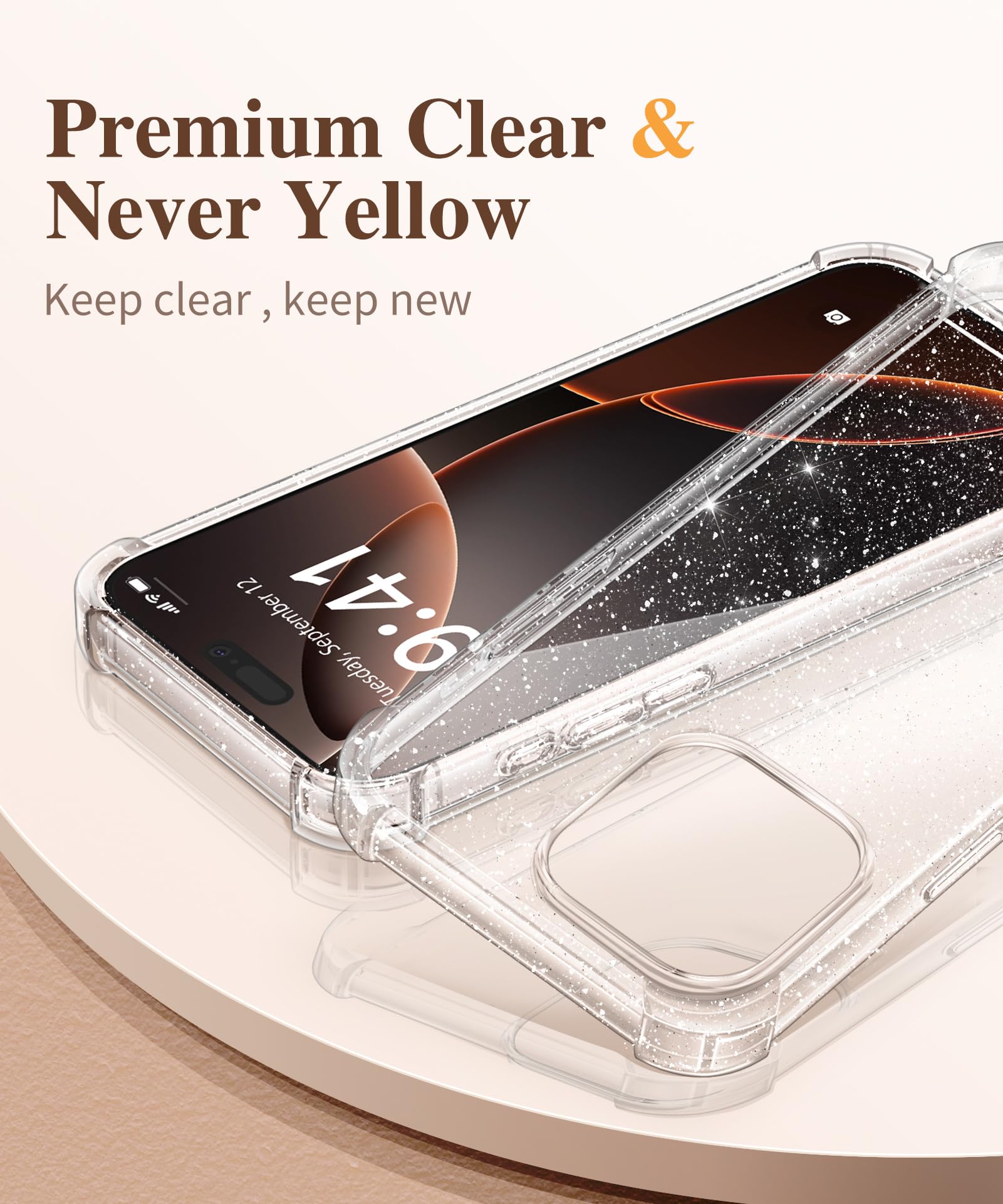 Gviewin For Iphone 16 Pro Max Case With Screen Protector & Camera Lens Protector, [Military Grade Protection] Clear Shockproof S