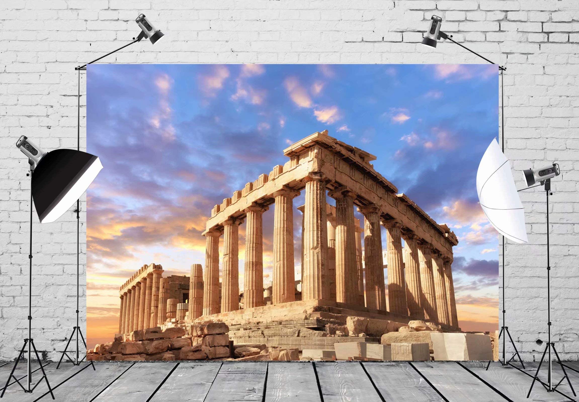 Beleco 7X5Ft Fabric Ancient Greek Photography Backdrop Parthenon Temple In Acropolis In Athens Greece Backdrops For Mythology Pa