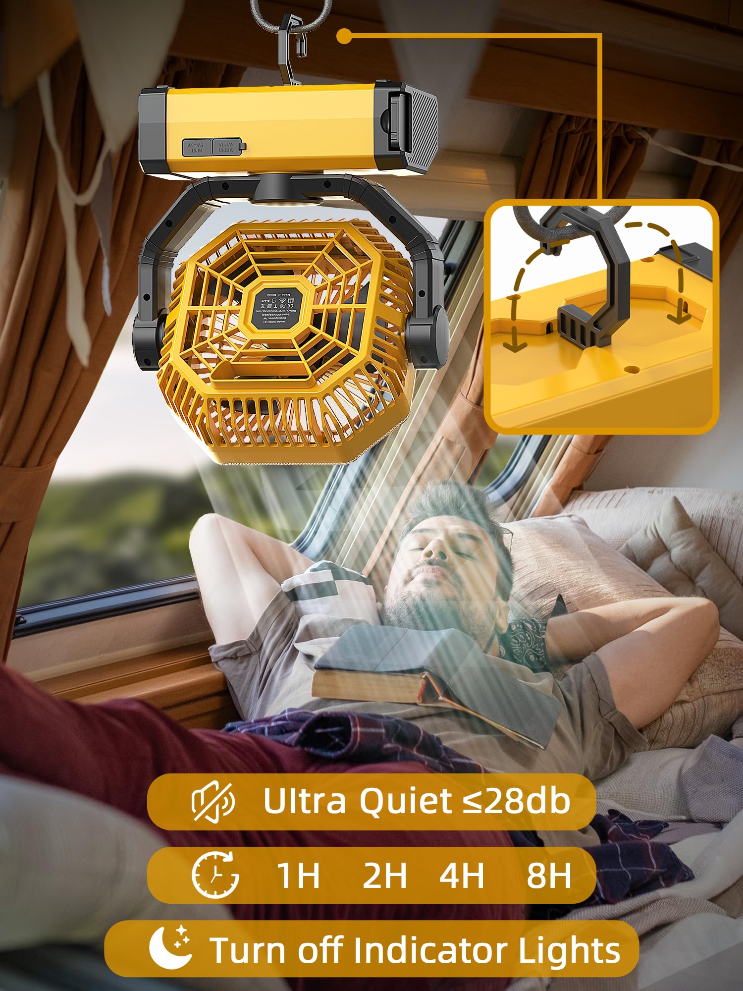 Orteen Rechargeable 9 Inch Portable Table Fan, 20000Mah Battery Powered Camping Fan With Auto Oscillation, Remote Control, Led L