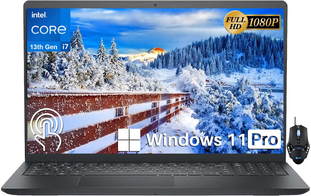 Dell 2024 Newest Inspiron 15 3530 Business Laptop, 15.6' FHD LED Touchscreen, 13th Gen Intel Core i7 1355U(Up to 5GHz, 10 Core), 16GB RAM, 1TB SSD, Wi Fi 6,Webcam, HDMI, Windows 11 Pro, Cefesfy Mouse