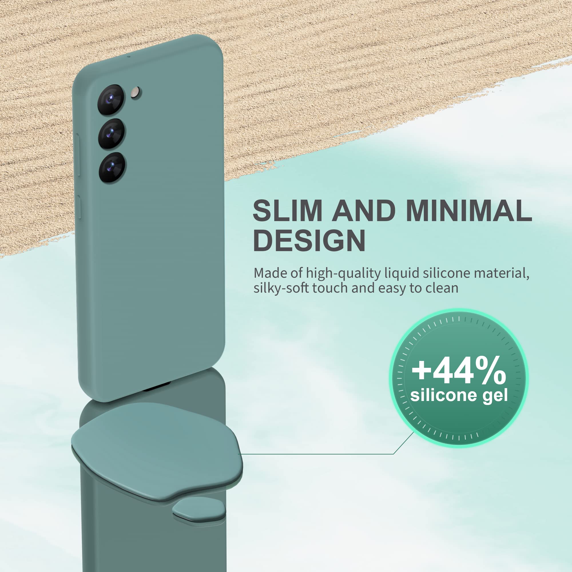 Surphy Designed For Galaxy S23 Case (6.1 Inches 2023 Released) With Camera Protection + Soft Microfiber Lining, Liquid Silicone