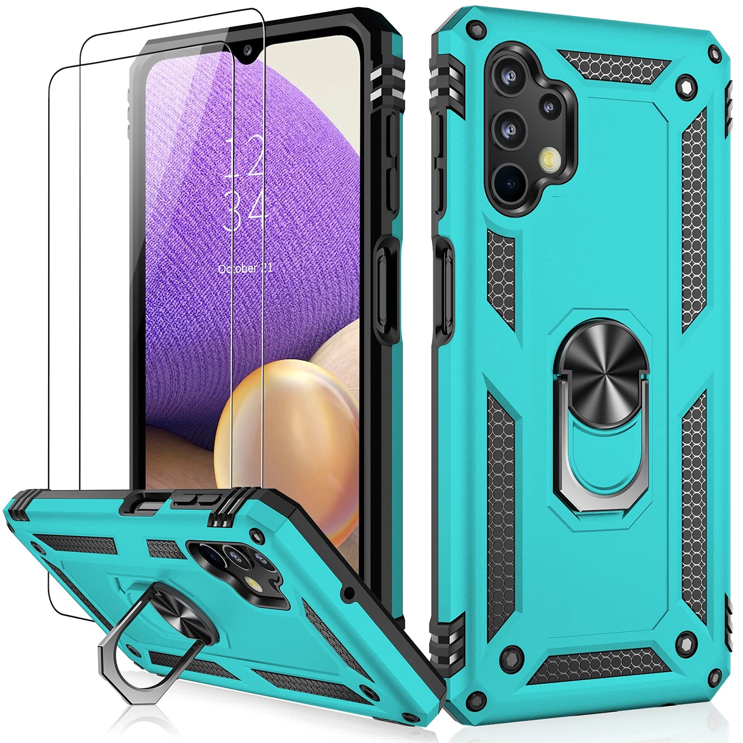 Ikazz Galaxy A32 5G Case With Screen Protector, Shockproof Cover Pass 16Ft Drop Test Protective Phone Case With Magnetic Kicksta