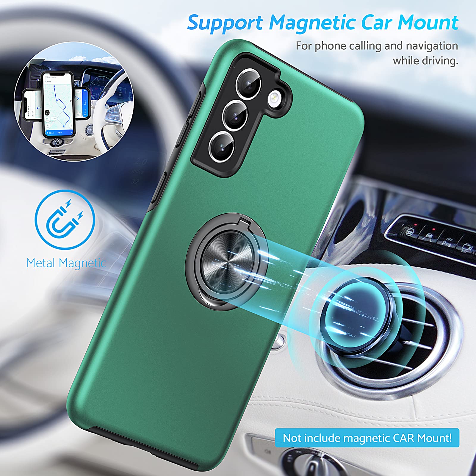 Anqrp Hidden Series Galaxy S21+ Plus Case 5G,[No Fall Off Kickstand] 360Embedded Ring, 15Ft Military Grade Shockproof Protective