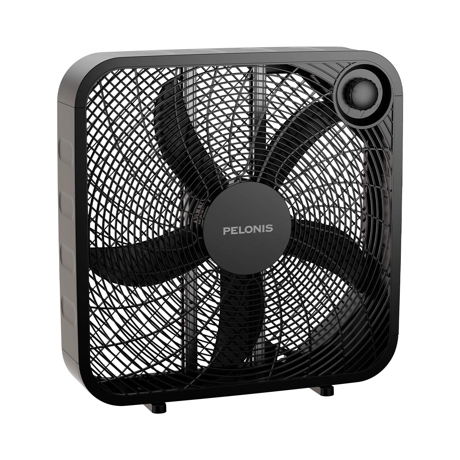 Pelonis 3 Speed Box Fan For Full Force Circulation With Air Conditioner, Upgrade Floor Fan, Black, Medium