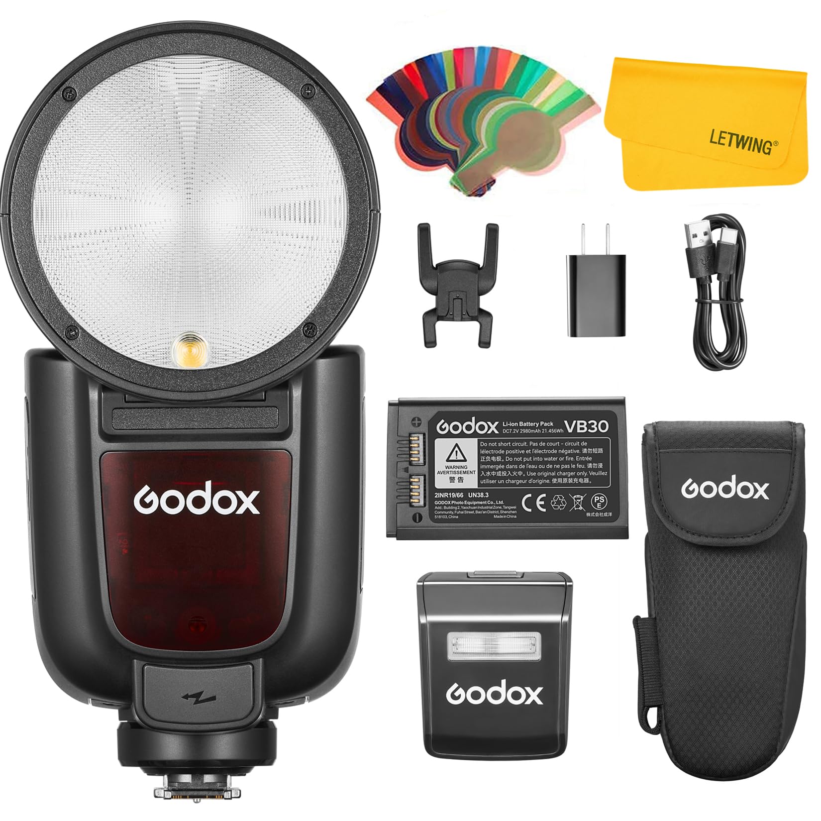 Godox V1 Pro V1Pro S Round Head Camera Flash For Sony, 2.4G Ttl Sony Speedlite Hss 1/8000S, 2980Mah Li Ion Battery, Detachable S