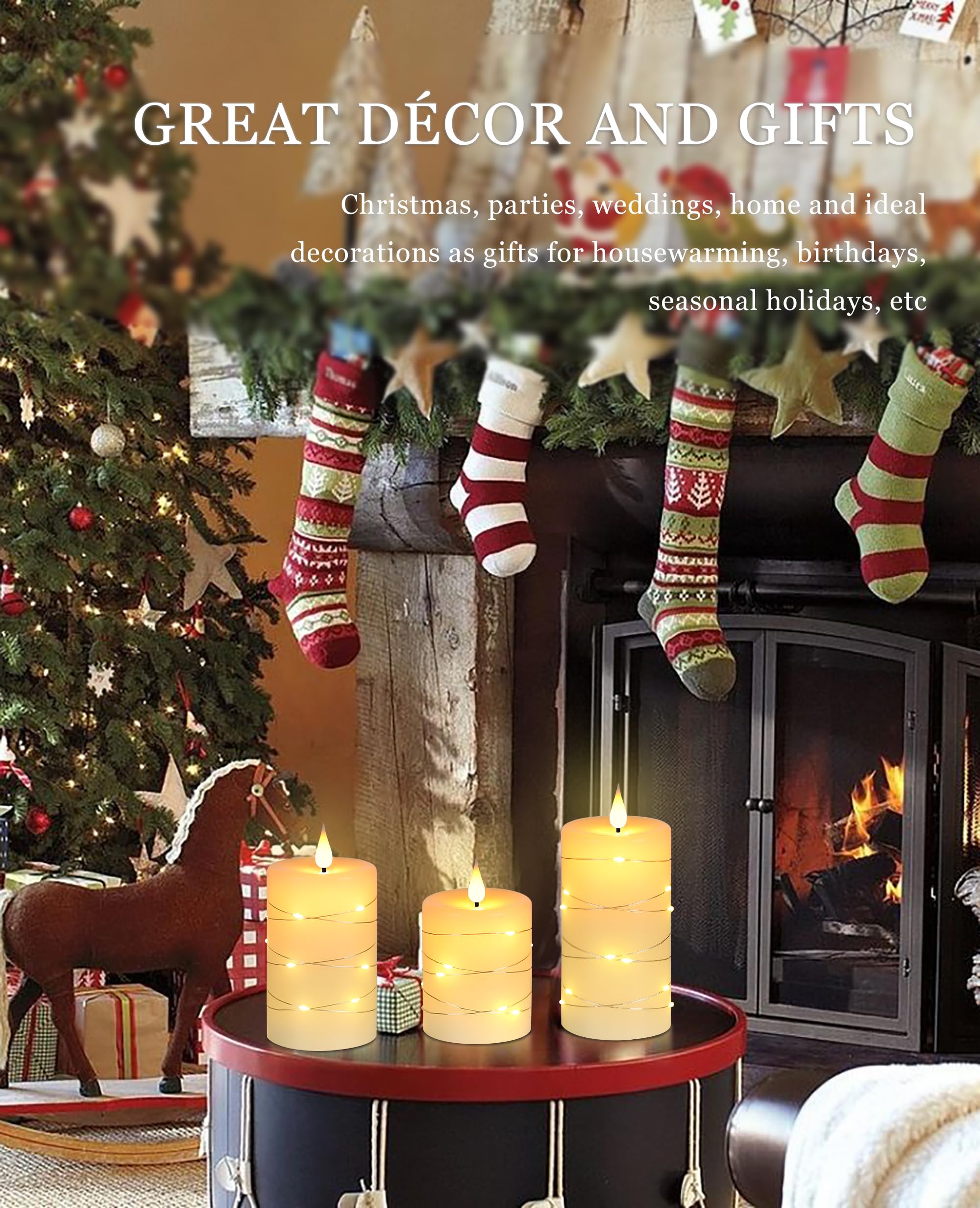 Fanzir Flameless Candles With Remote, Battery Operated Candles Led Candles With String Lights Flickering Candles With Timer, 4?