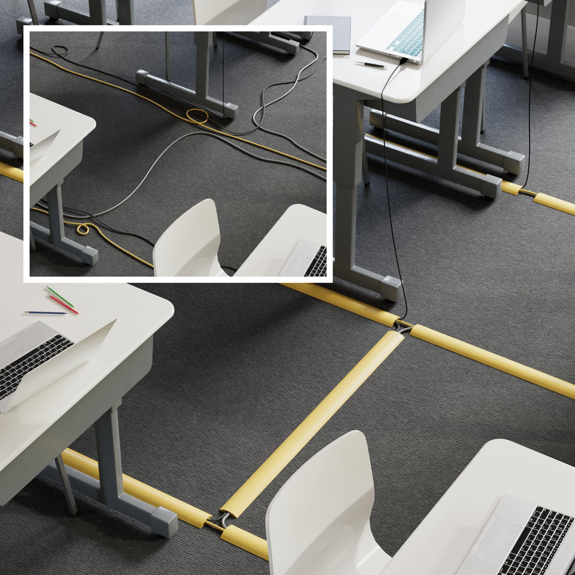 D Line 6Ft Floor Cord Cover, Floor Cable Protector, Extension Cord Cover, Protect Wires & Prevent Cable Trips, Cable Management
