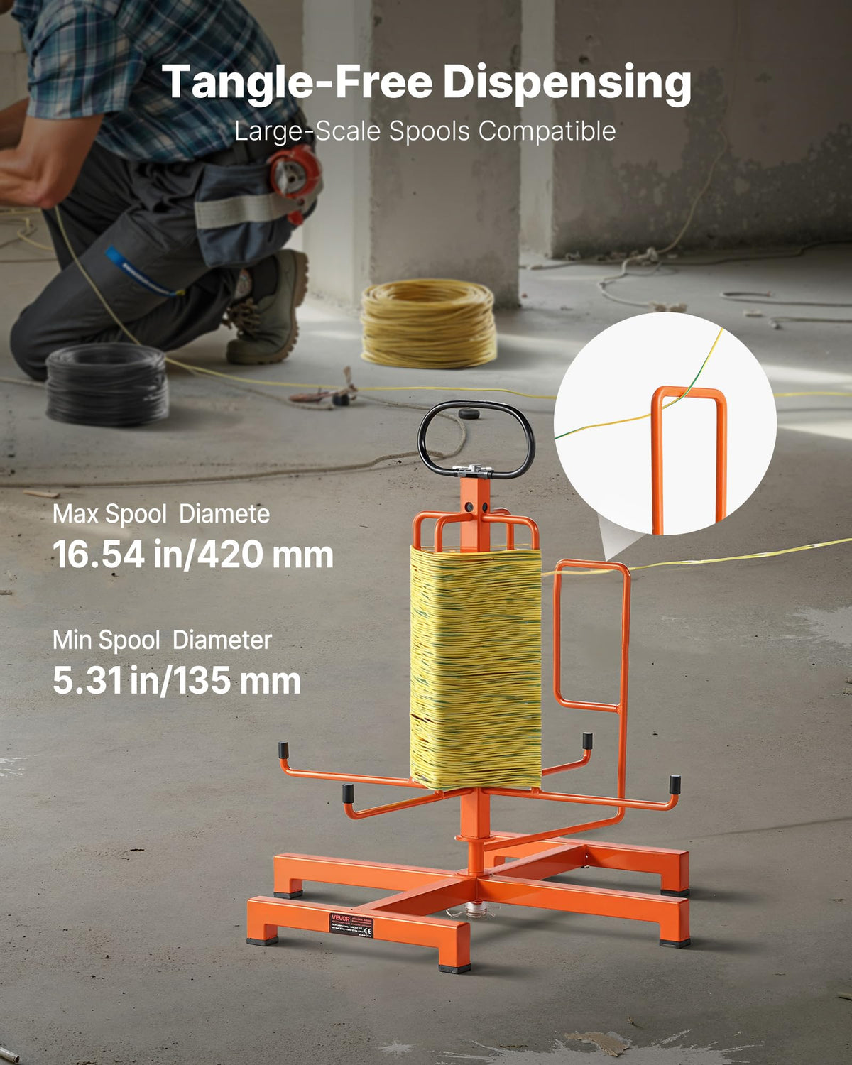 Control Wire Dispensing Rack VEVOR Cable Dispenser, Floor or Stud Mounted, Wire Spool Rack, Portable ...