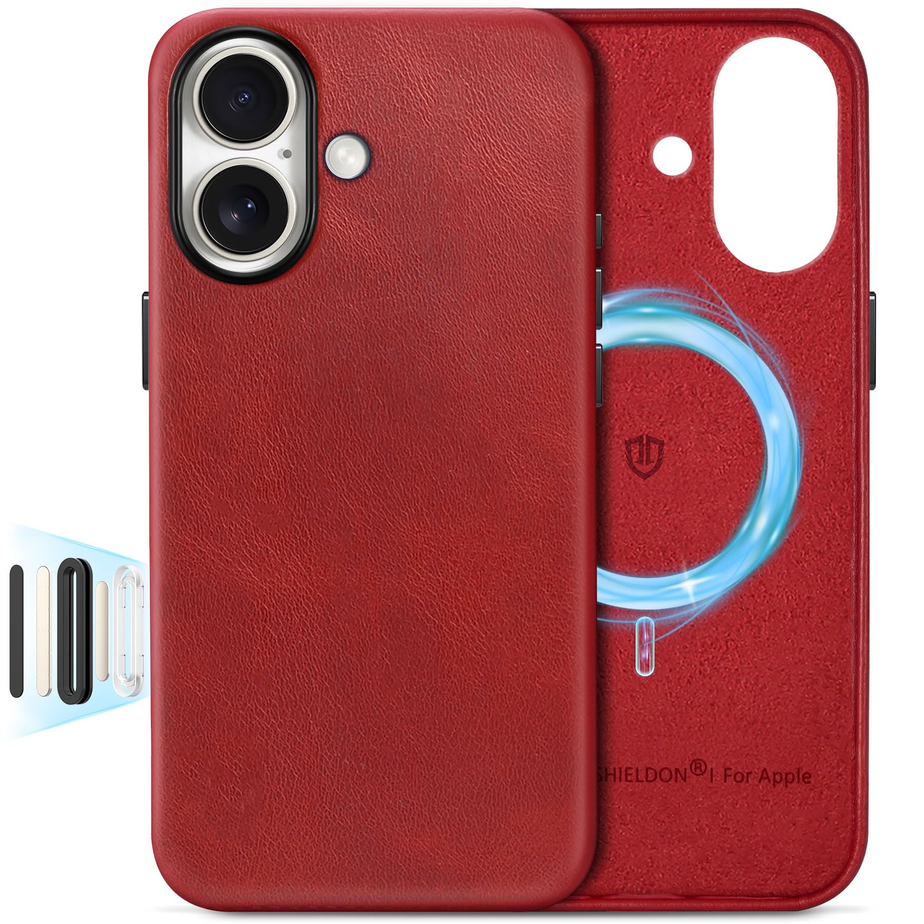 SHIELDON Genuine Leather Case for iPhone 17 6.3  2025, Compatible with Magsafe, Camera Button Updated, Magnetic Wireless Chargin