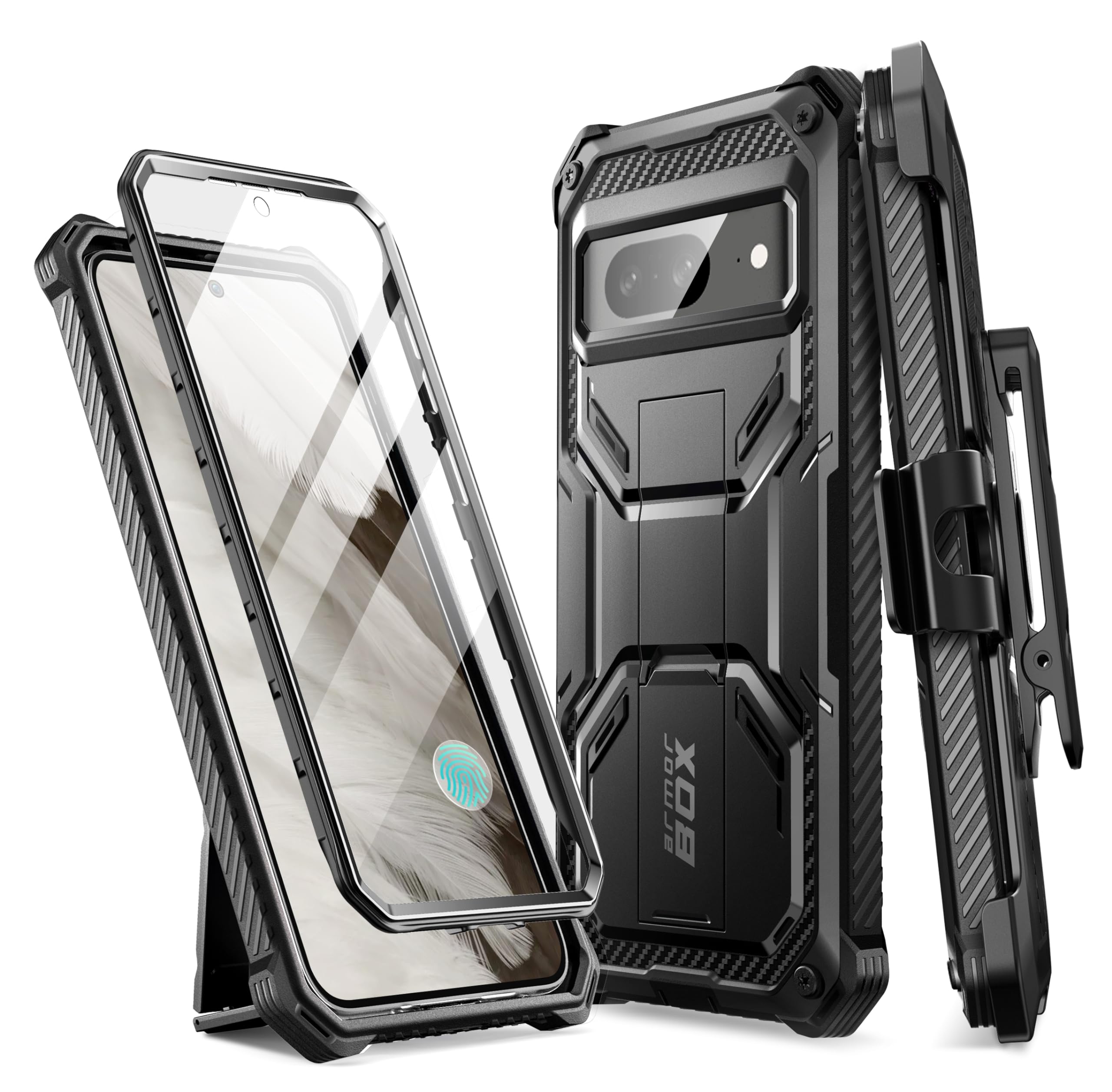 i-Blason for Google Pixel 8 Case with Built-in Screen Protector [Support Fingerprint ID] Full-Body Rugged Anti-Slip Bumper Prote