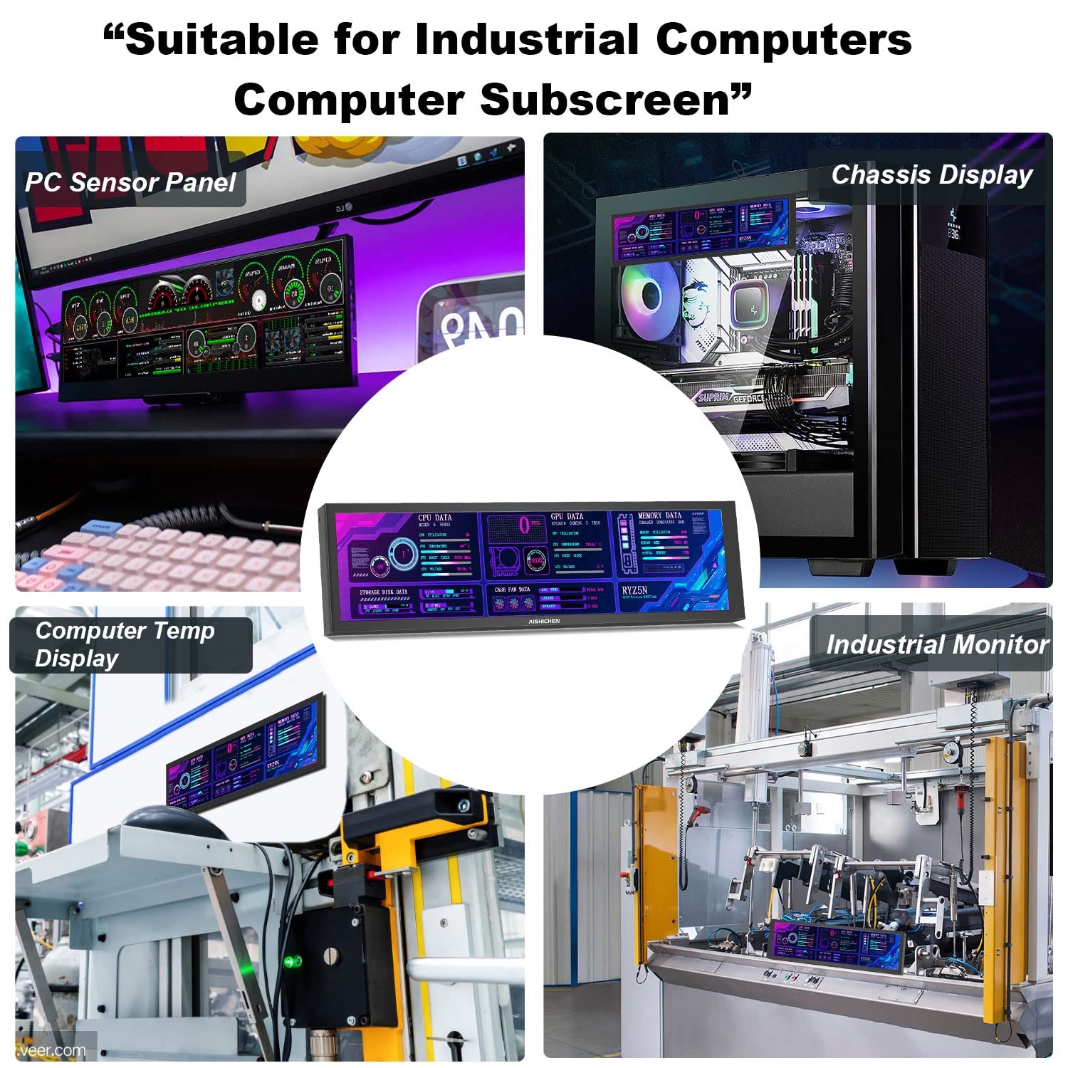 8.8 Inch Pc Temperature Display With Case Pc Sensor Panel Display Computer Temp Monitor Ips Usb Mini Screen Aida64 Pc Cpu Ram Da