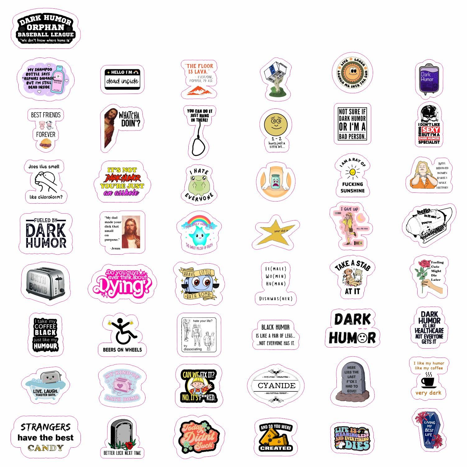 100Pcs Dark Humor Stickers For Water Bottle And Laptop   Dark Humor Party Favors & Decorations, Waterproof Vinyl Decals, Funny A