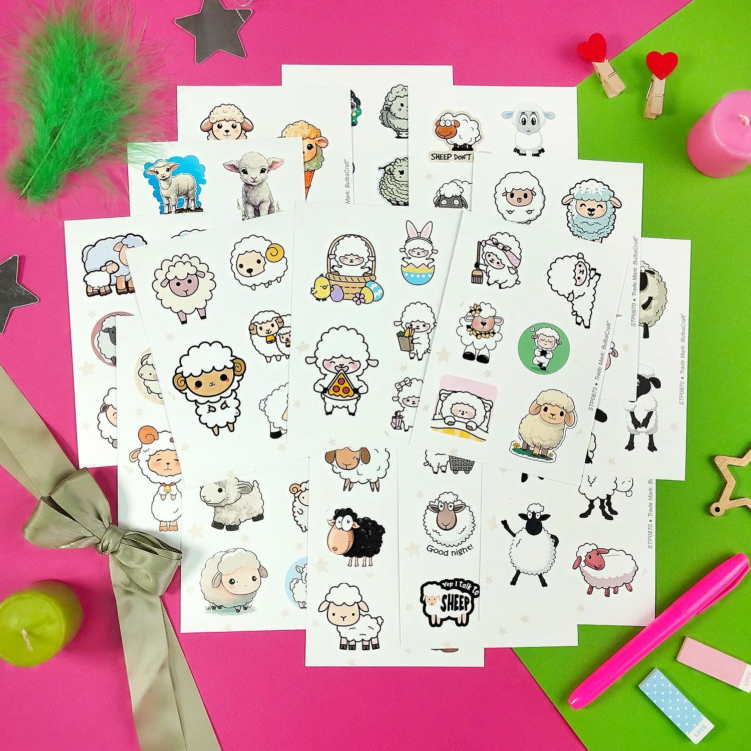 100Pcs Sheep Stickers, Lamb Stickers And Decals, Sheep Gifts For Women, Girls   Lamb Party Favors, Lamb Birthday Party Decoratio