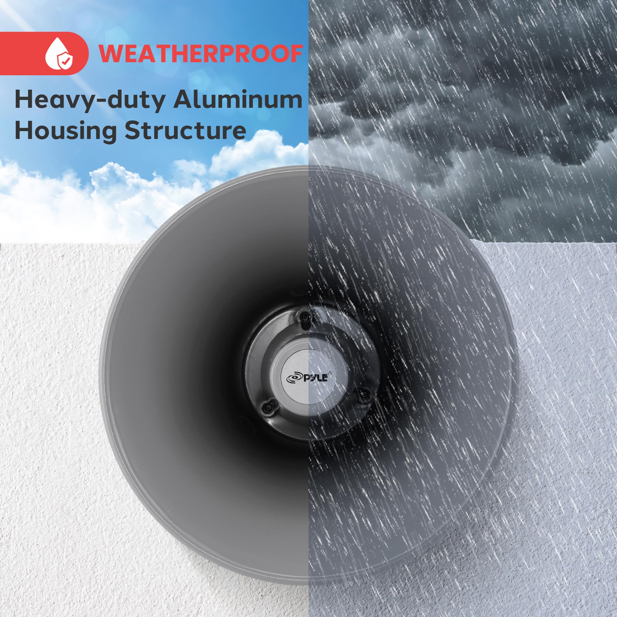 Pyle Indoor Outdoor Pa Horn Speaker-11 Inch 30-Watt Power Compact Loud Sound Megaphone W/400Hz-5Khz Frequency,8 Ohm,70V Transfor
