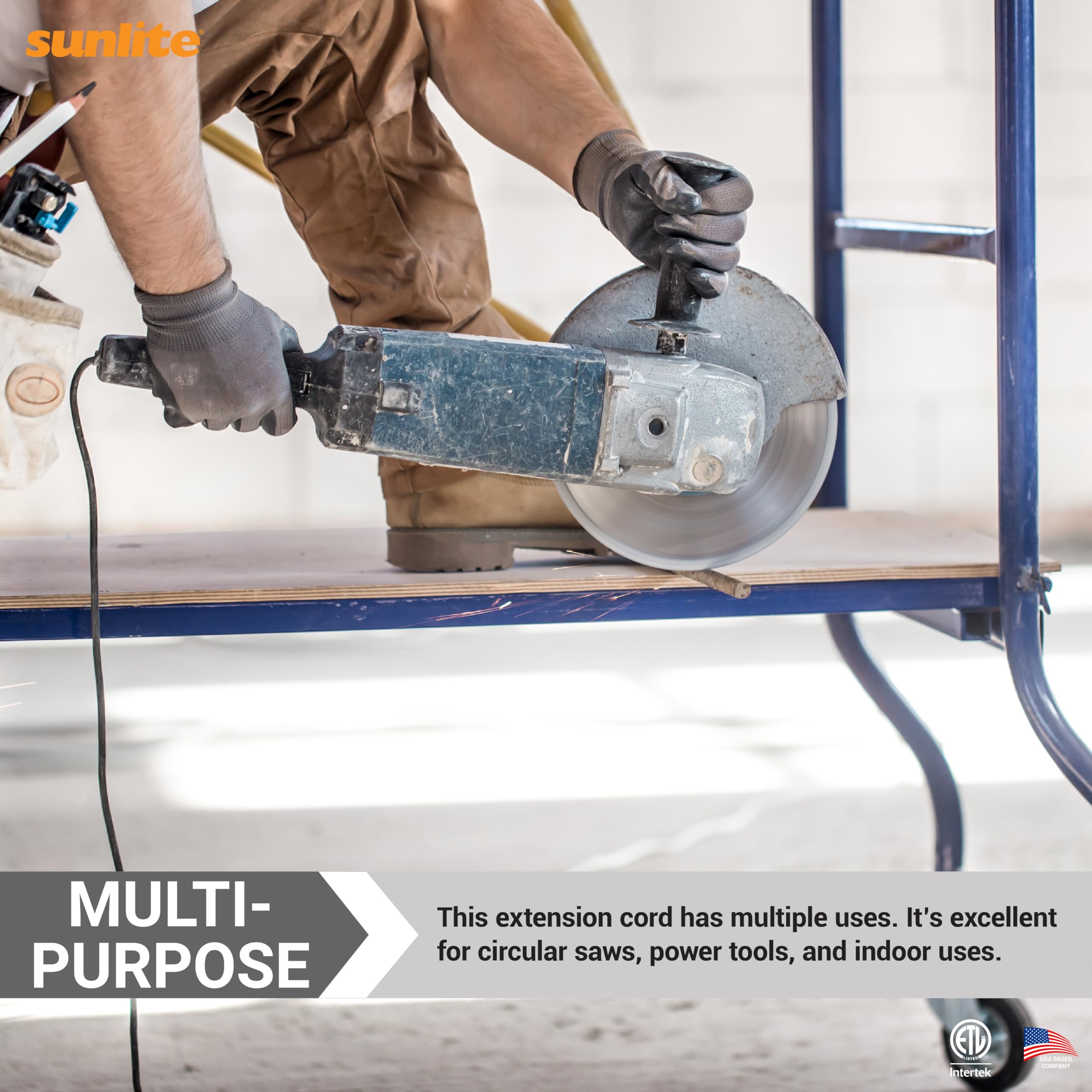 Sunlite 04160 Su Ex12/Ap Medium Duty 12 Foot Appliance Extension Cord, Three Prong, 14/3 Gauge, 15 Amp, Beige