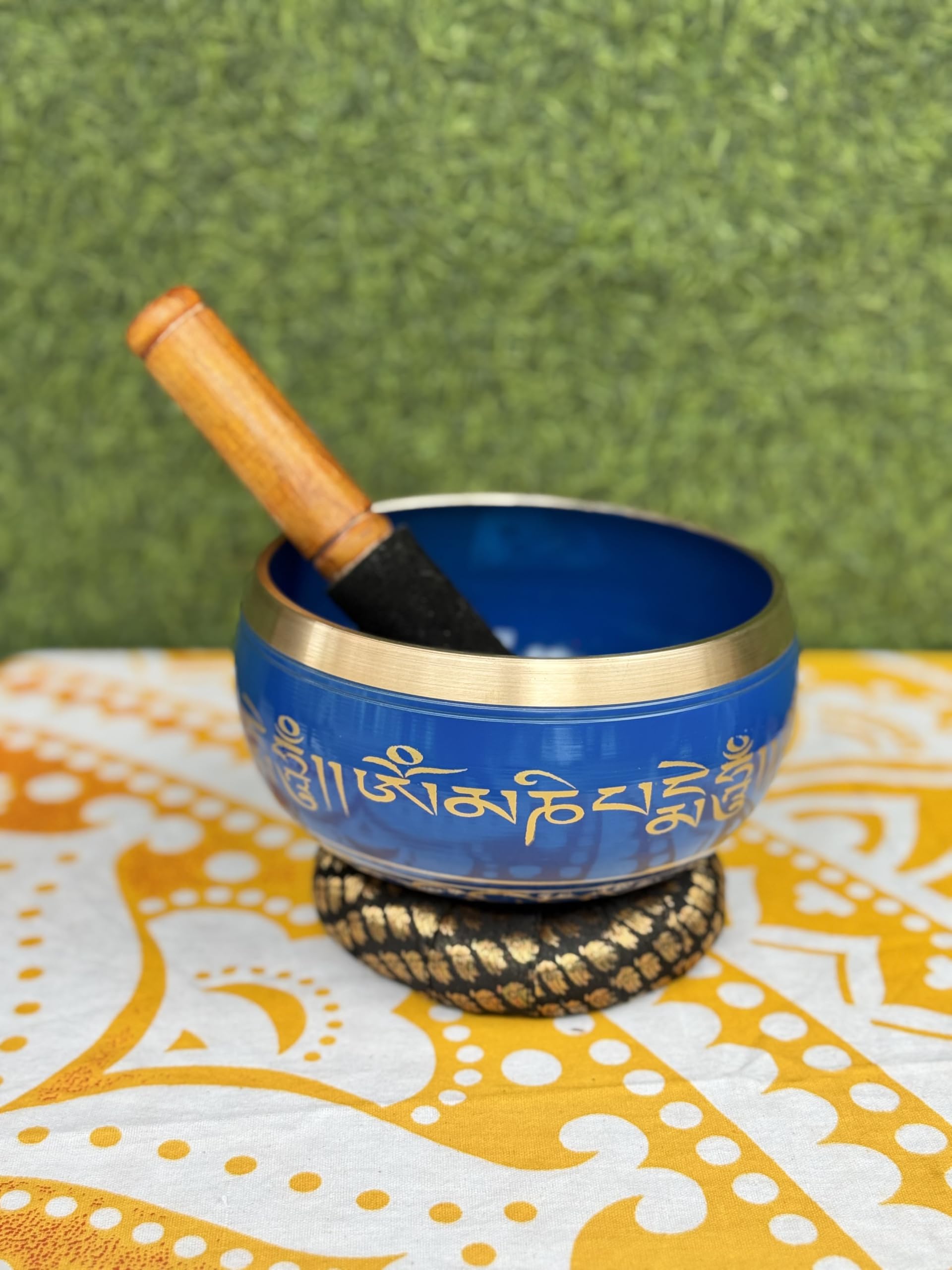 Vyogeeta Tibetan Singing Bowl Set | Handmade Brass Meditation Sound Bowl With Wooden Mallet & Cushion | Spiritual Healing Bowl F