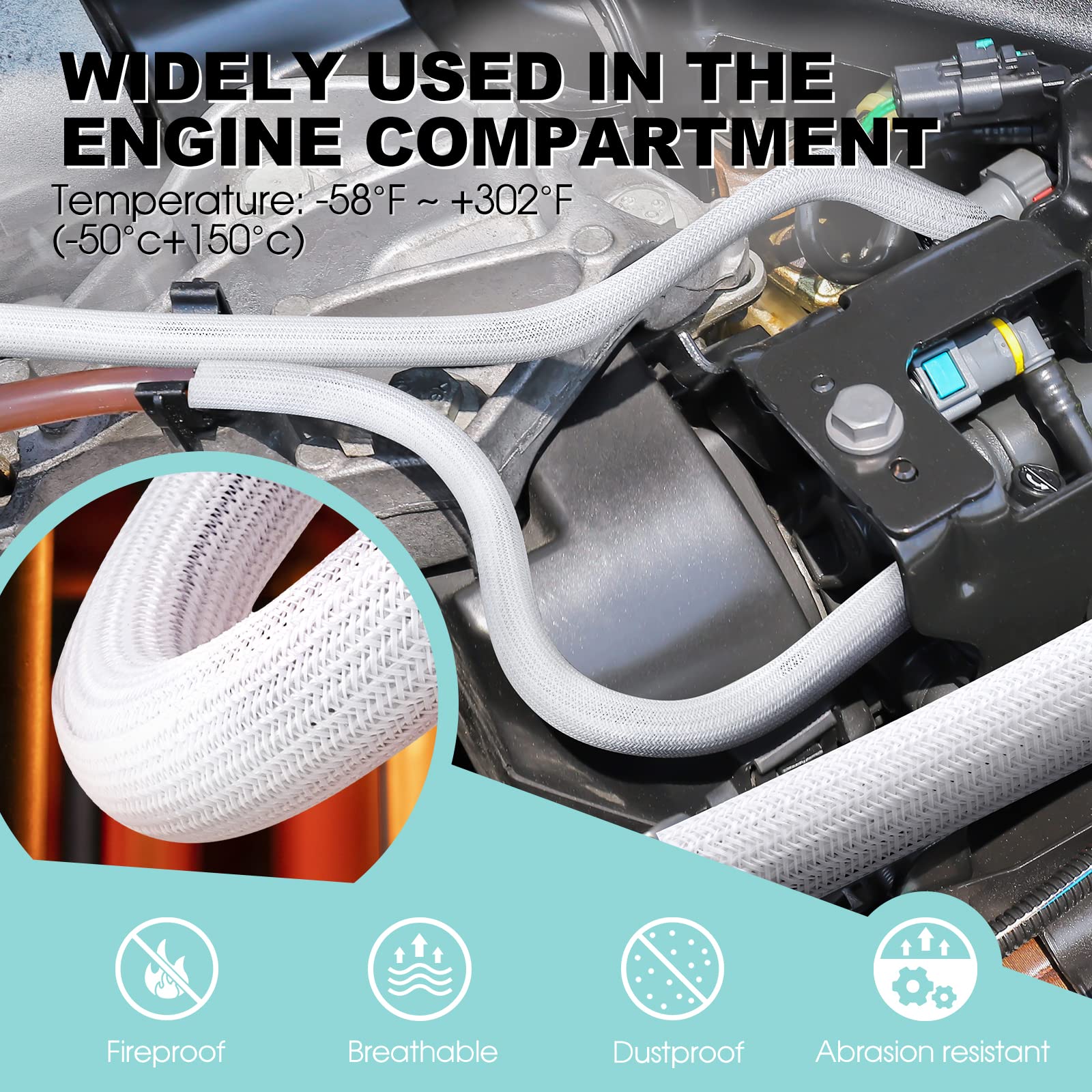 Agptek White Cable Sleeve Cover, 2 Pack 5Ft   1.2 Inch Cord Management Wire Organizer Under Desk, Home Office Computer Wire Cove