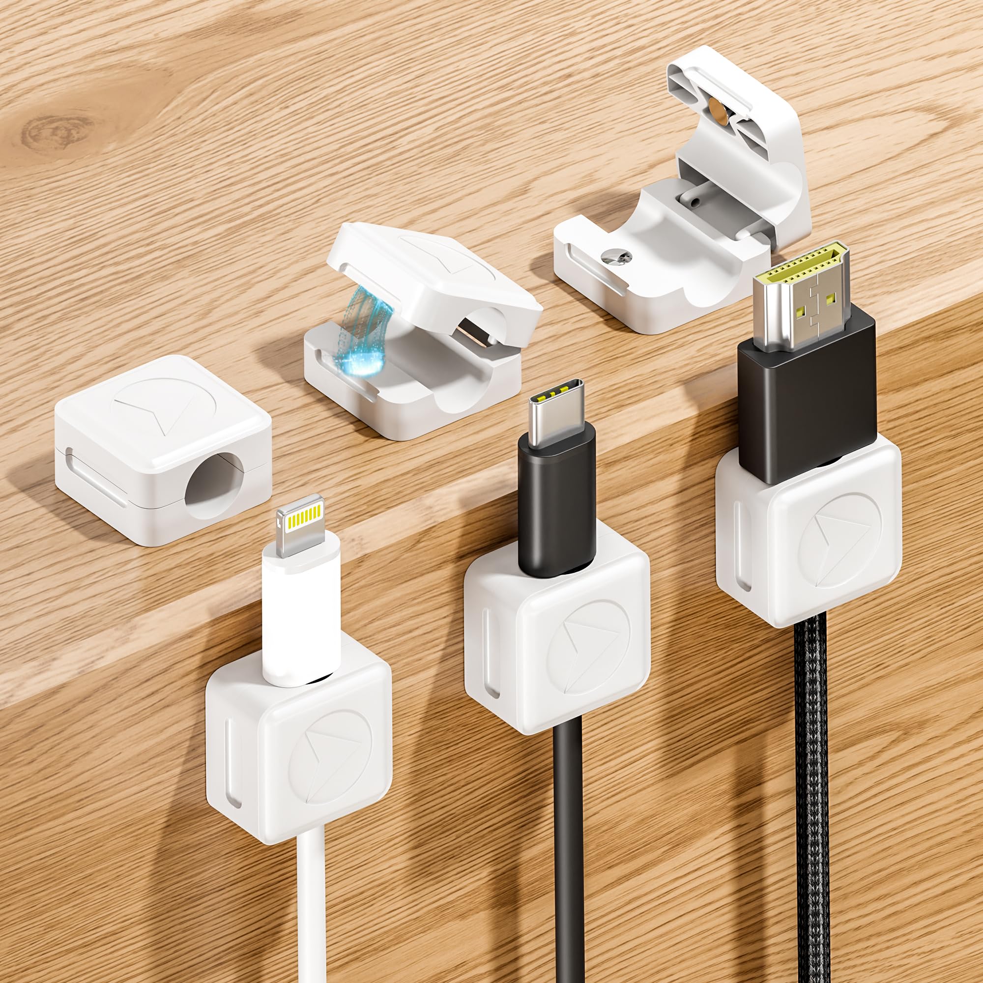 6 Pack Magnetic Cable Clips, Wire Cord Holder Organizer For Nightstand, Desk Cable Management, Canisflax Adhesive Phone Charging