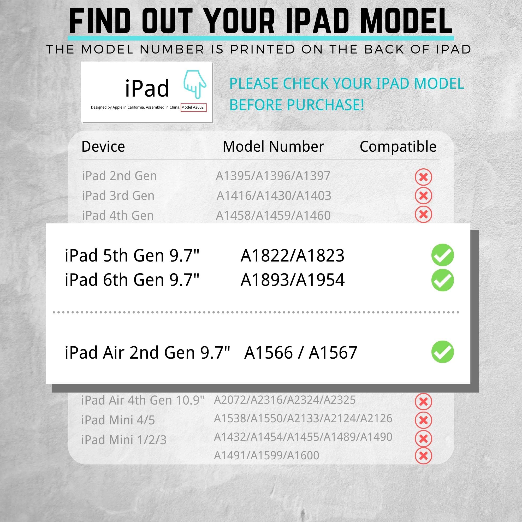 Pepkoo Triple Shockproof Case For Ipad 5Th/6Th Generation 9.7 Inch 2017 2018 And Ipad Air 2 Gen, Heavy Duty Kid Boy Girl Cover W