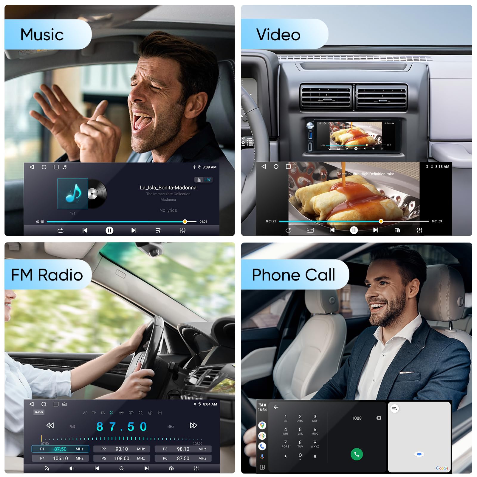 6.9 Inch Single Din Touchscreen Car Stereo   Android 12 2Gb+64Gb Type C&Usb Single Din Wired/Wireless Apple Carplay Android Auto
