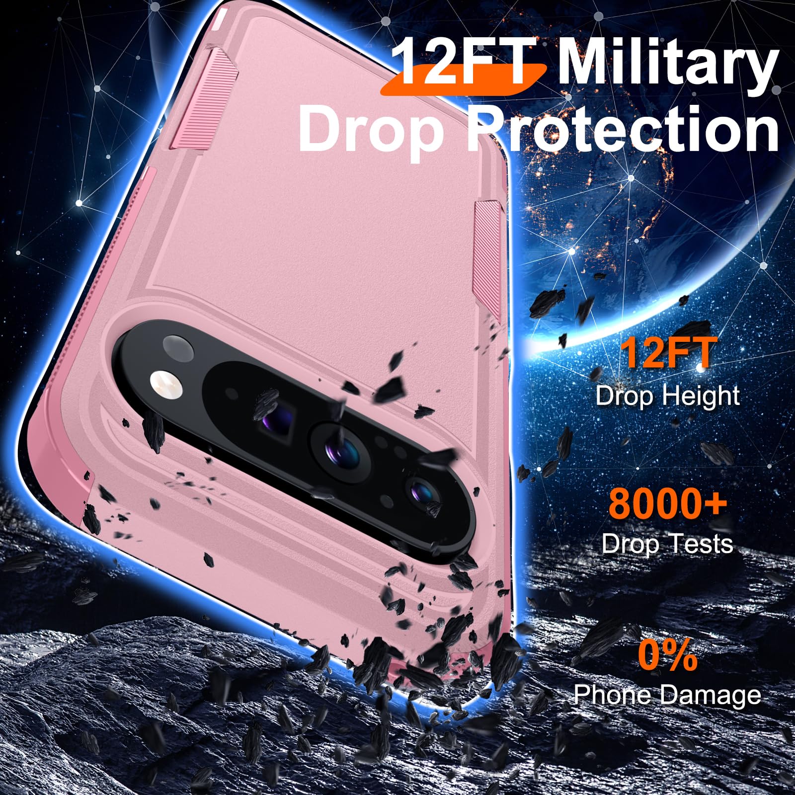 Janmitta For Google Pixel 9/9 Pro Case With Screen Protector+Camera Lens Protector+Wrist Strap Lanyard,Heavy Duty Shockproof Ful