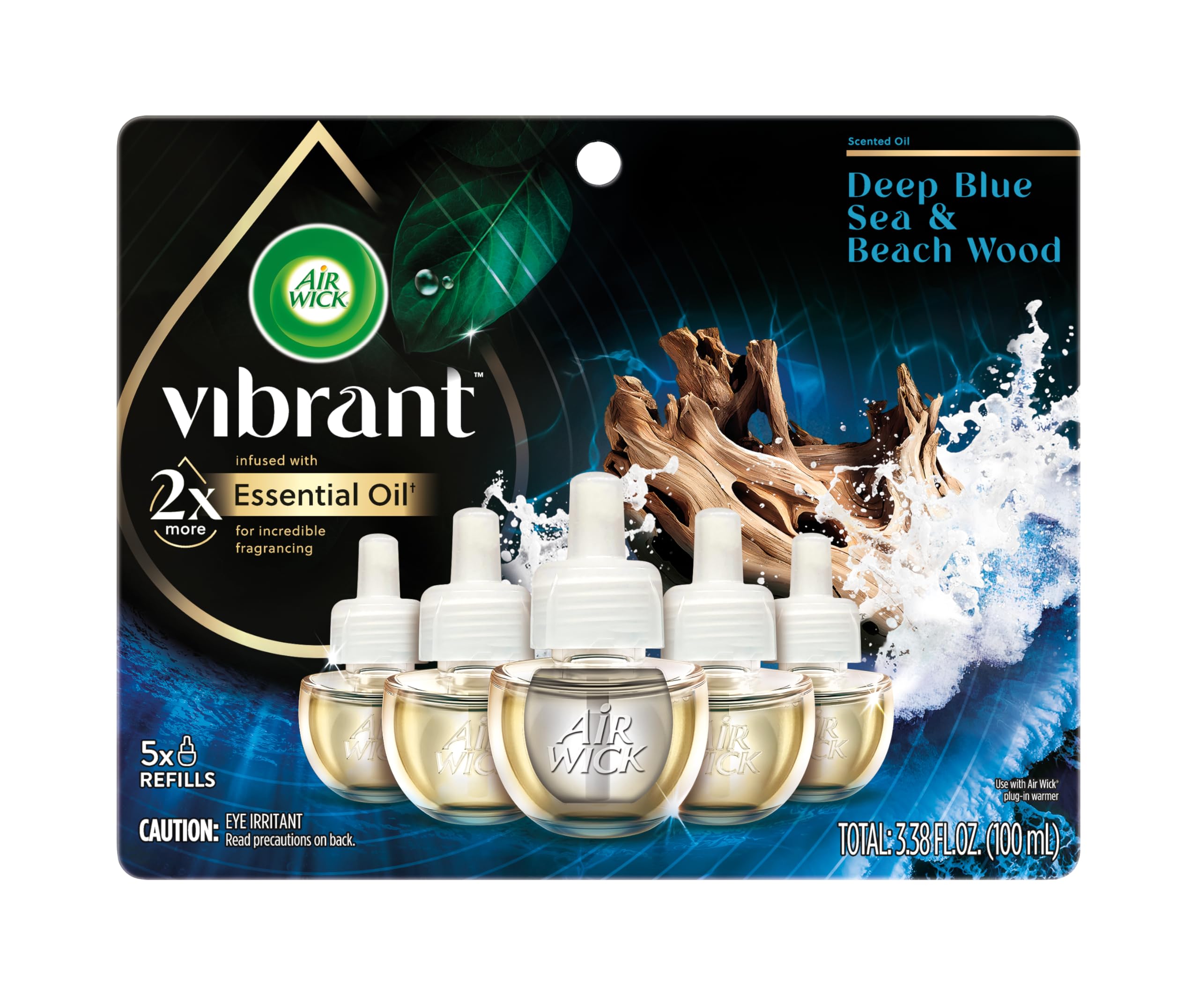 Air Wick Plug In Scented Oil Refills, Blue Sea + Beachwood, Air Fresheners For Home Long Lasting, Room Fresheners,Air Freshener