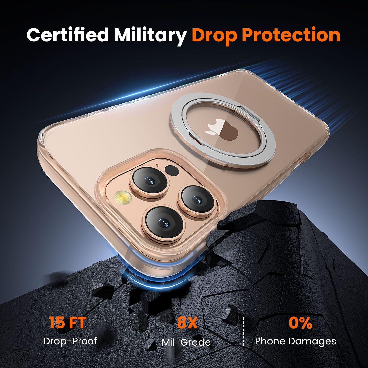 Toushion 3 In 1 For Iphone 16 Pro Case Clear With Stand,Not Yellowing,Flexible Stable Stand,Kickstand,Fits Magsafe,Military-Grad