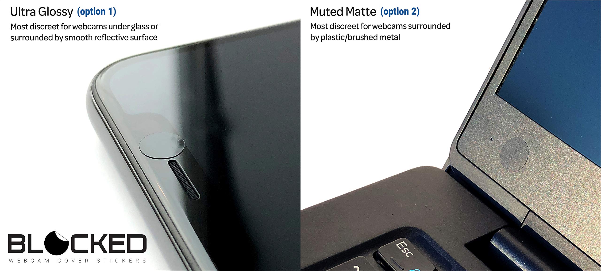 Blocked Webcam/Camera Vinyl Covers | 57 Tabbedlow Tack Restickable Webcam Sticker | Multiple Sizes | Black 57 Pack Tabbed (Ultra