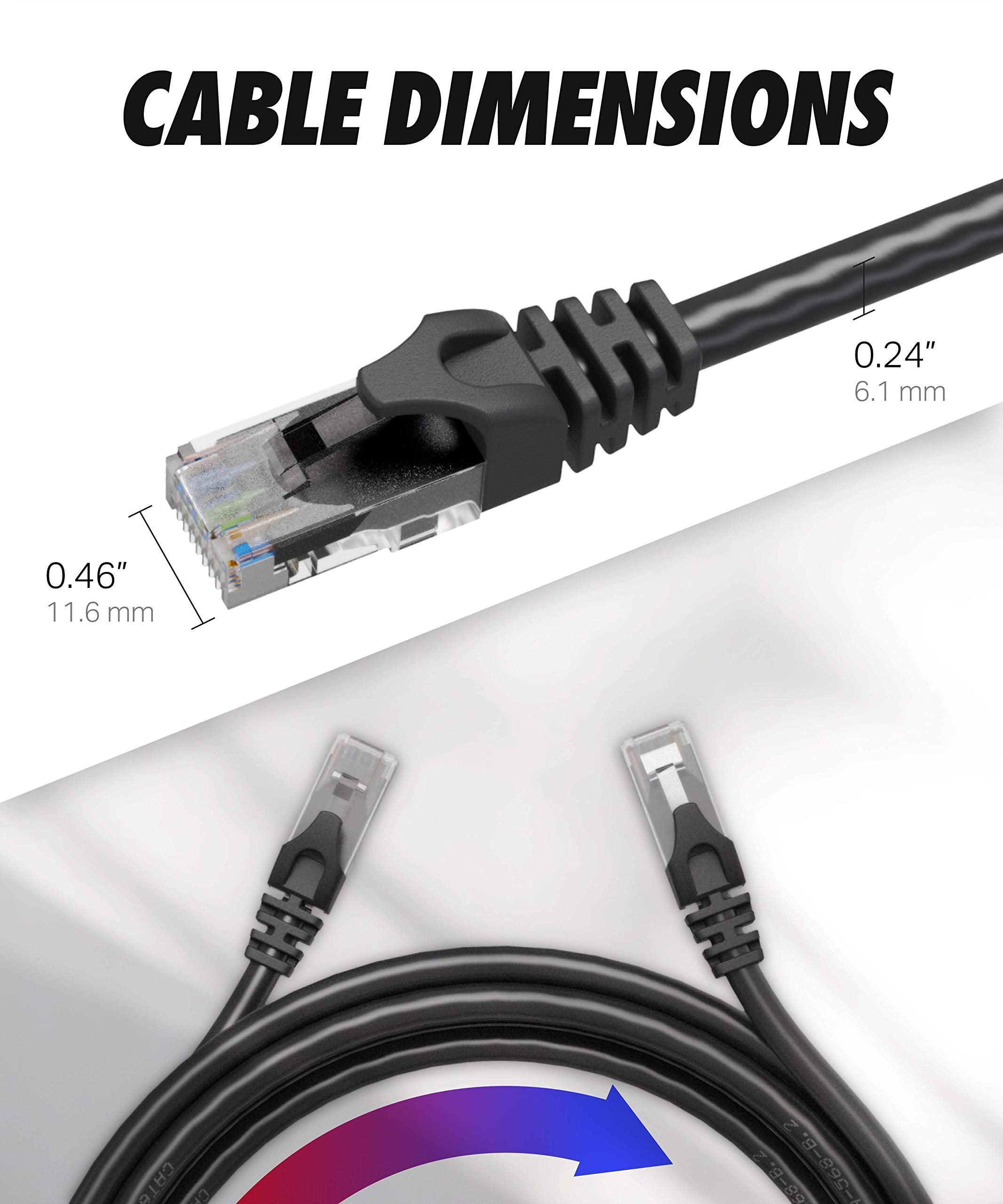 Ultra Clarity Cables Cat 6 Ethernet Cable 3 Ft (10 Pack), Cat6 Patch Cable, High Speed 10Gbps 500Mhz Ethernet Cable Network Cord