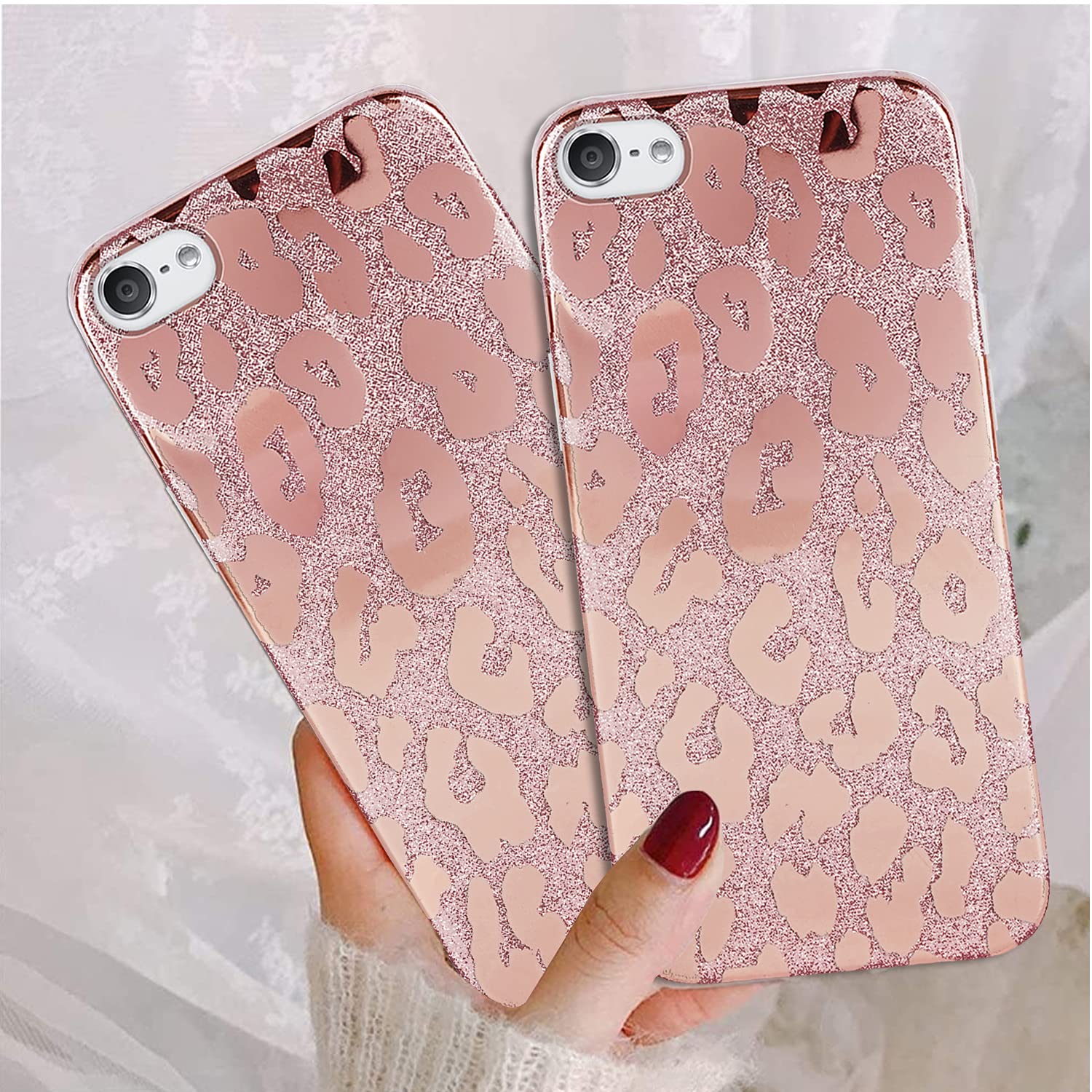 Ipod Touch 7Th Generation Case, J.West Ipod Touch 6 Ipod 5 Case, Luxury Saprkle Bling Glitter Metallic Leopard Print Design Soft