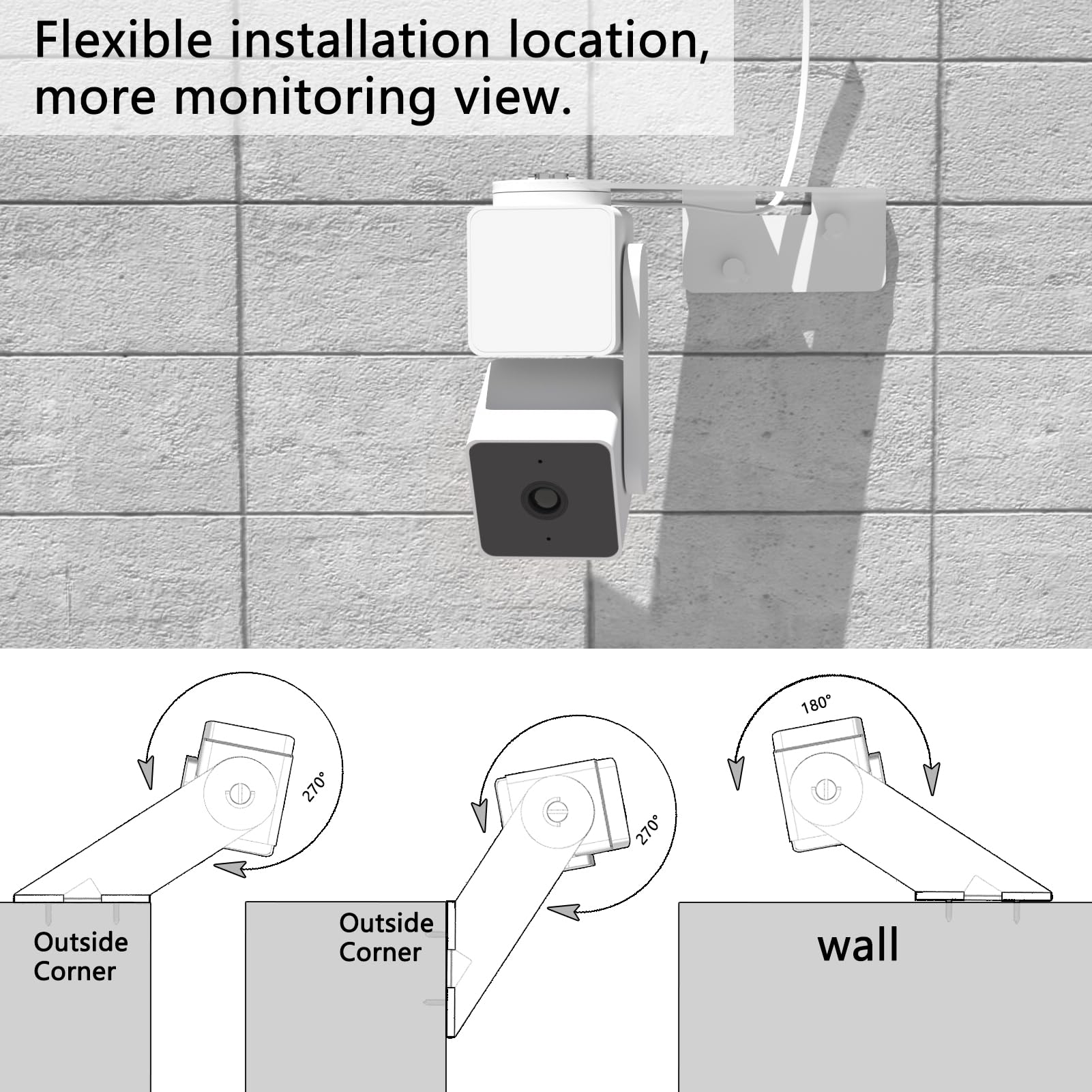 Acbee Outside Corner Wall Mount For Wyze Cam Pan V3,Made Of Aluminum Alloy,High End Painted Surface. (1 Pack)