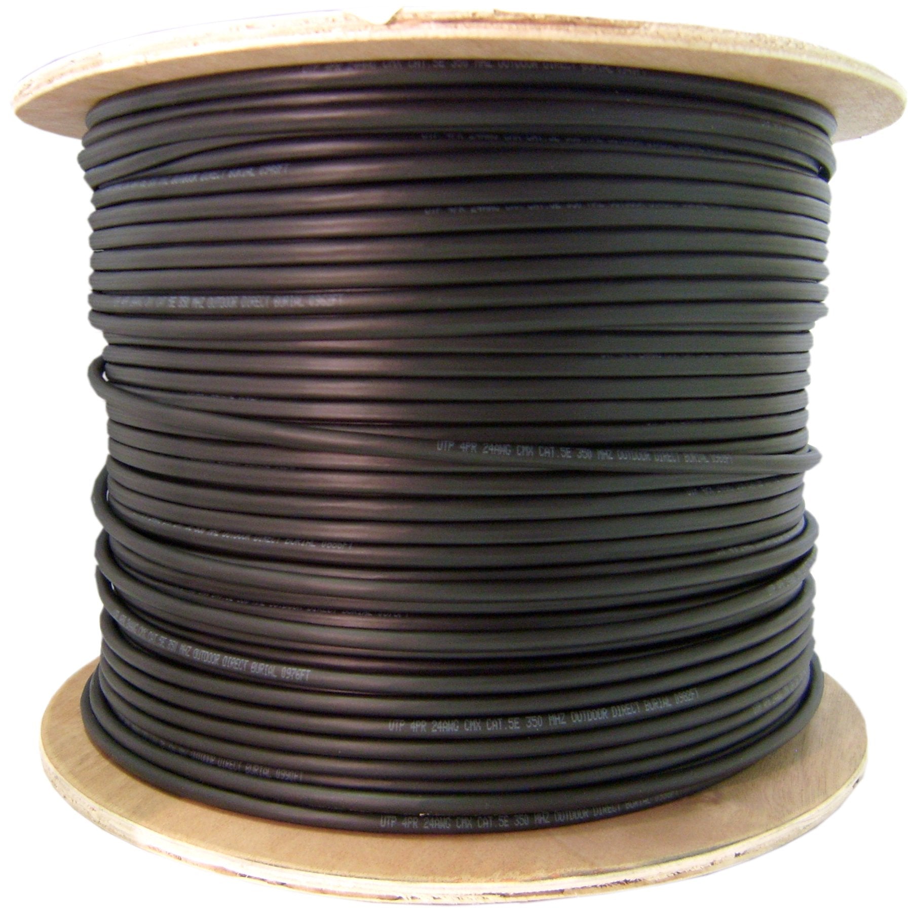 Direct Burial/Outdoor Rated Shielded Cat5E Black Ethernet Cable, Solid, 24 Awg, Spool, 1000 Foot
