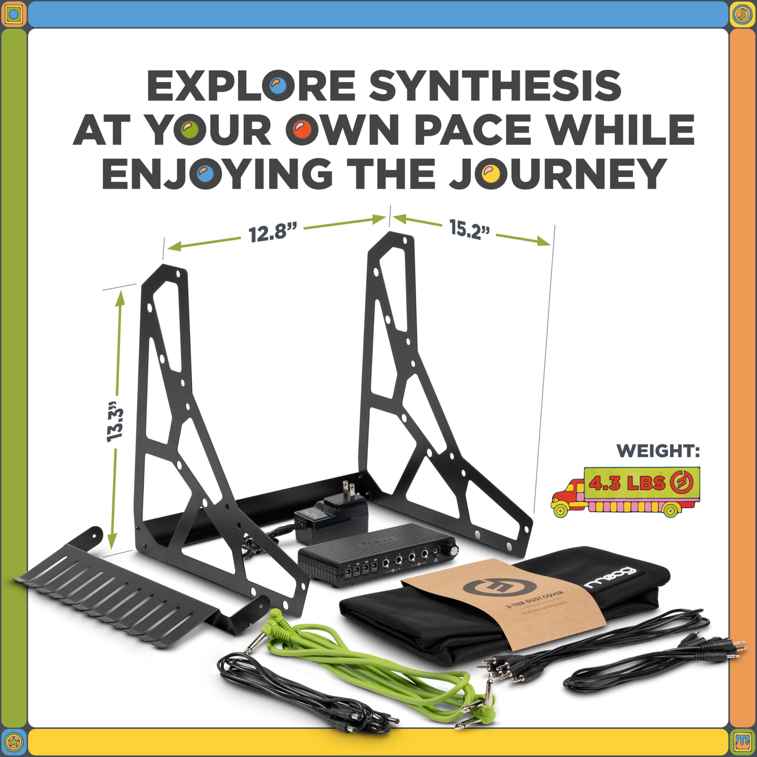 Moog Sound Studio Accessory Kit With Three-Tier Rack, Analog Summing Mixer, Dust Cover, Patch And Audio Cables, Patch Cable Orga