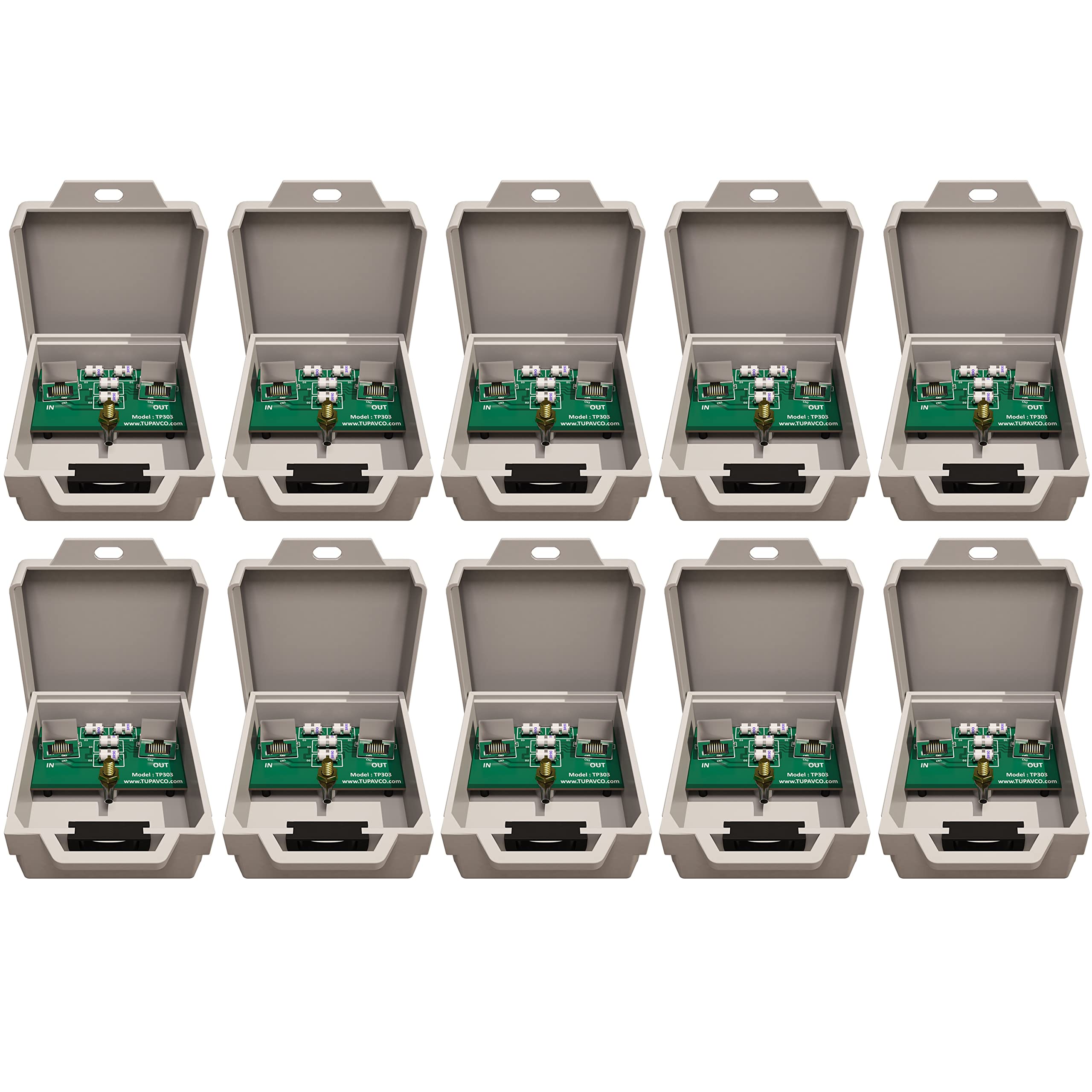 Tupavco Outdoor Ethernet Surge Protector (10 Pack) PoE+ Gigabit TP303x10