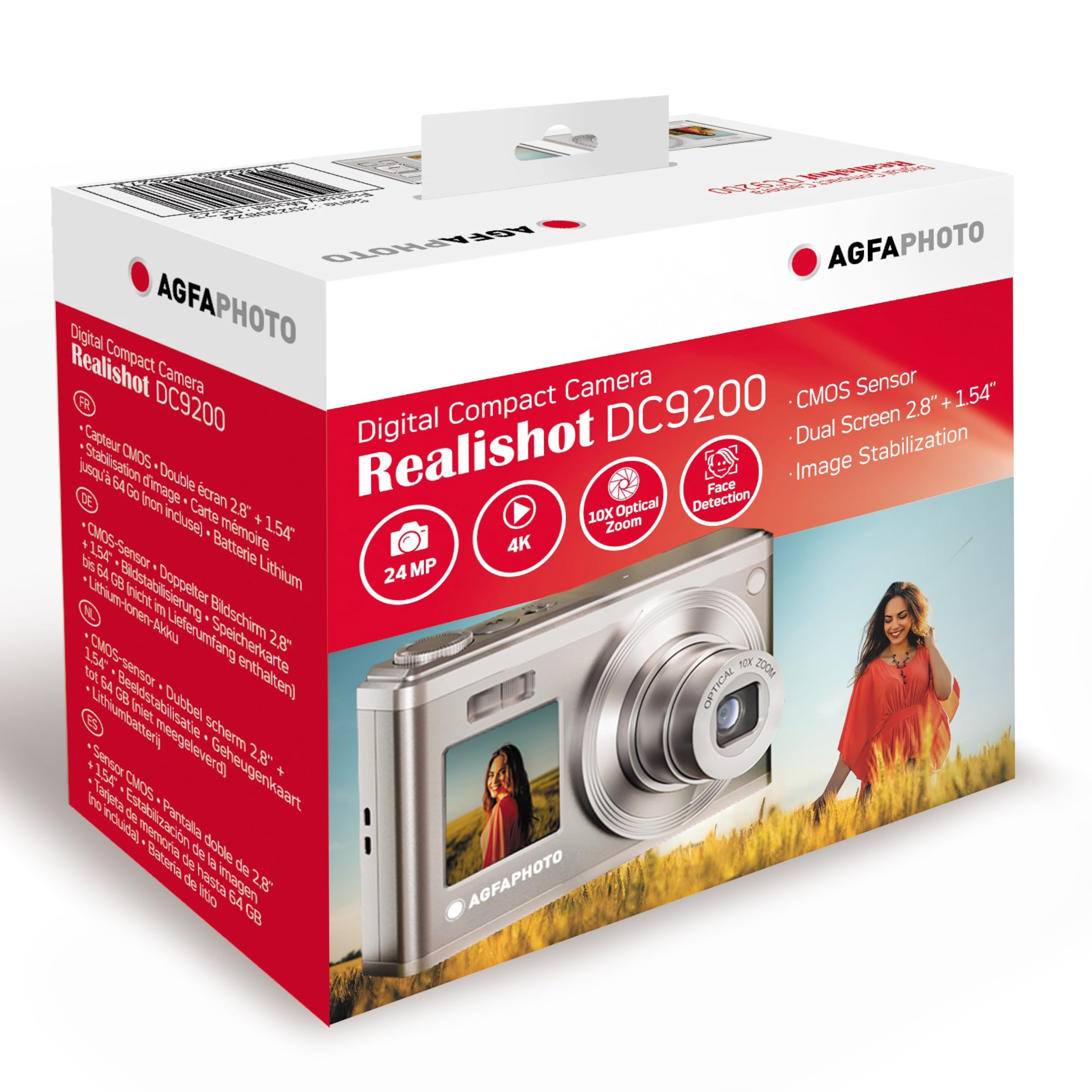 Agfa Photo Realishot Dc9200 Compact Digital Camera With 10X Optical Zoom, Dual Screen And Cmos Sensor (Gray)