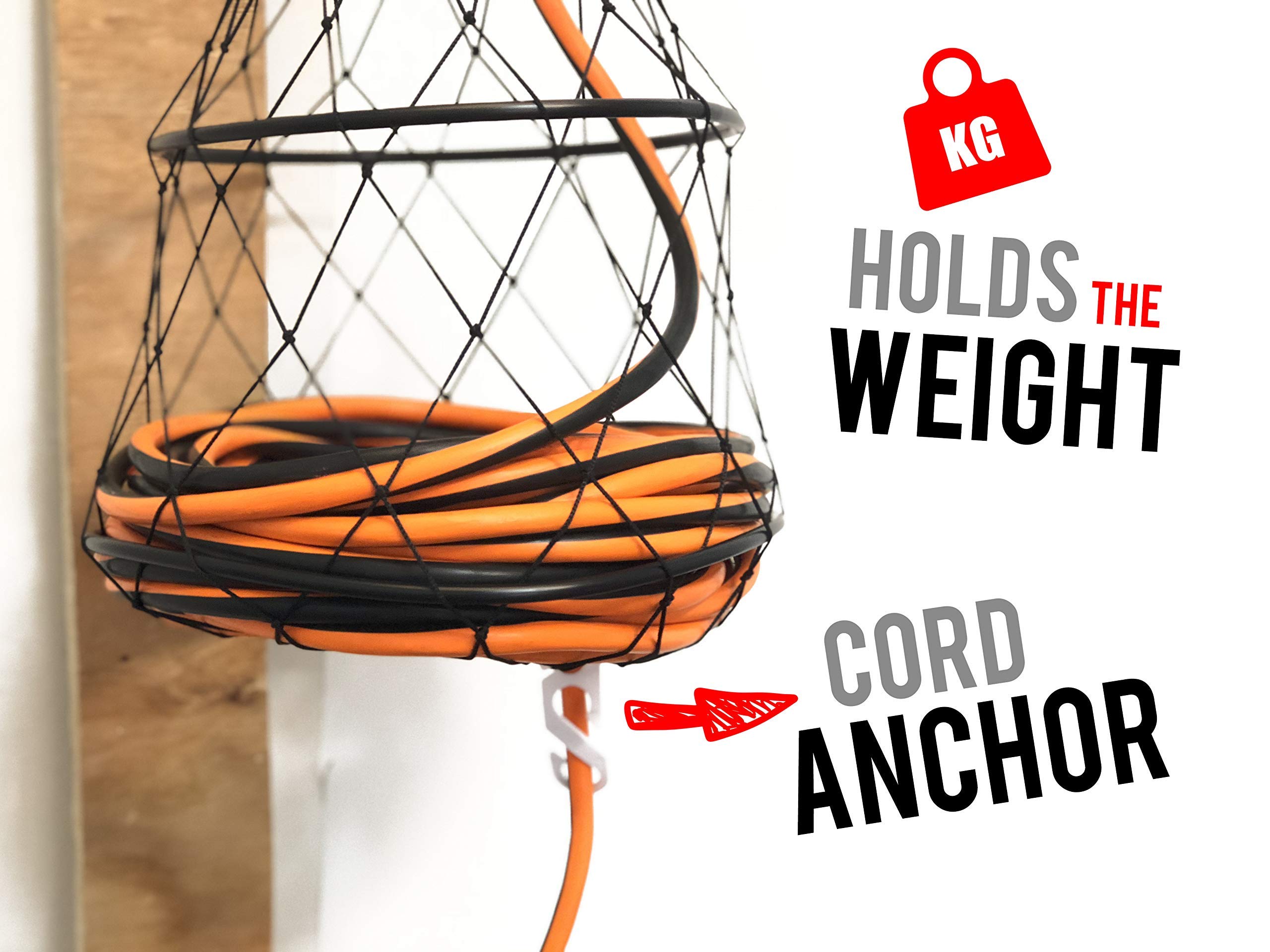 Chromex Wall Mounted Extension Cord Winder Organizer, Orange, Includes 2 Fixed & 1 Swivel Bracket, Model ADX1-1005-ORG
