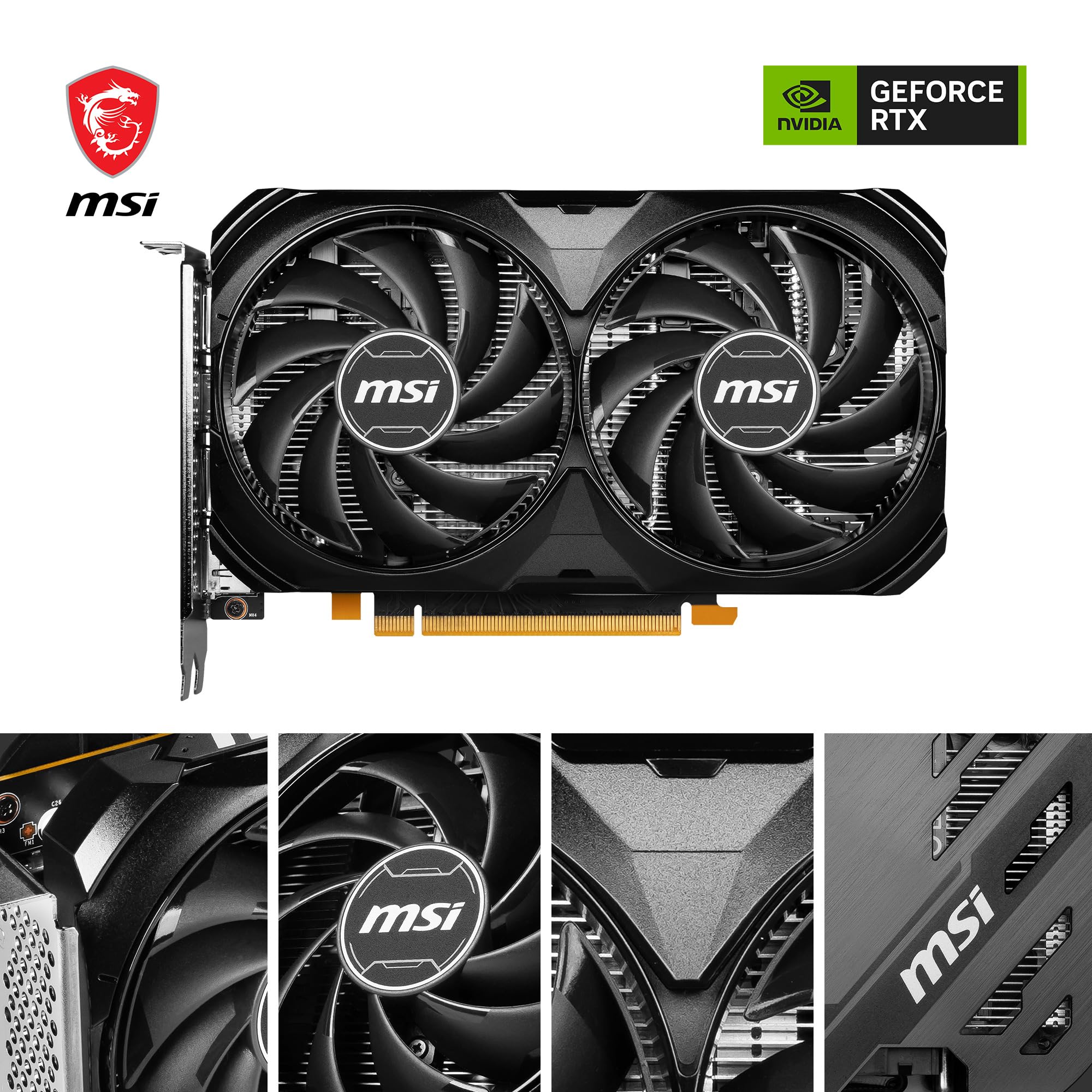 Msi Geforce Rtx 4060 Ventus 2X Black 8G Oc Gaming Graphics Card   8Gb Gddr6X, Pci Express Gen 4, 128 Bit, 3X Dp V 1.4A, Hdmi 2.1