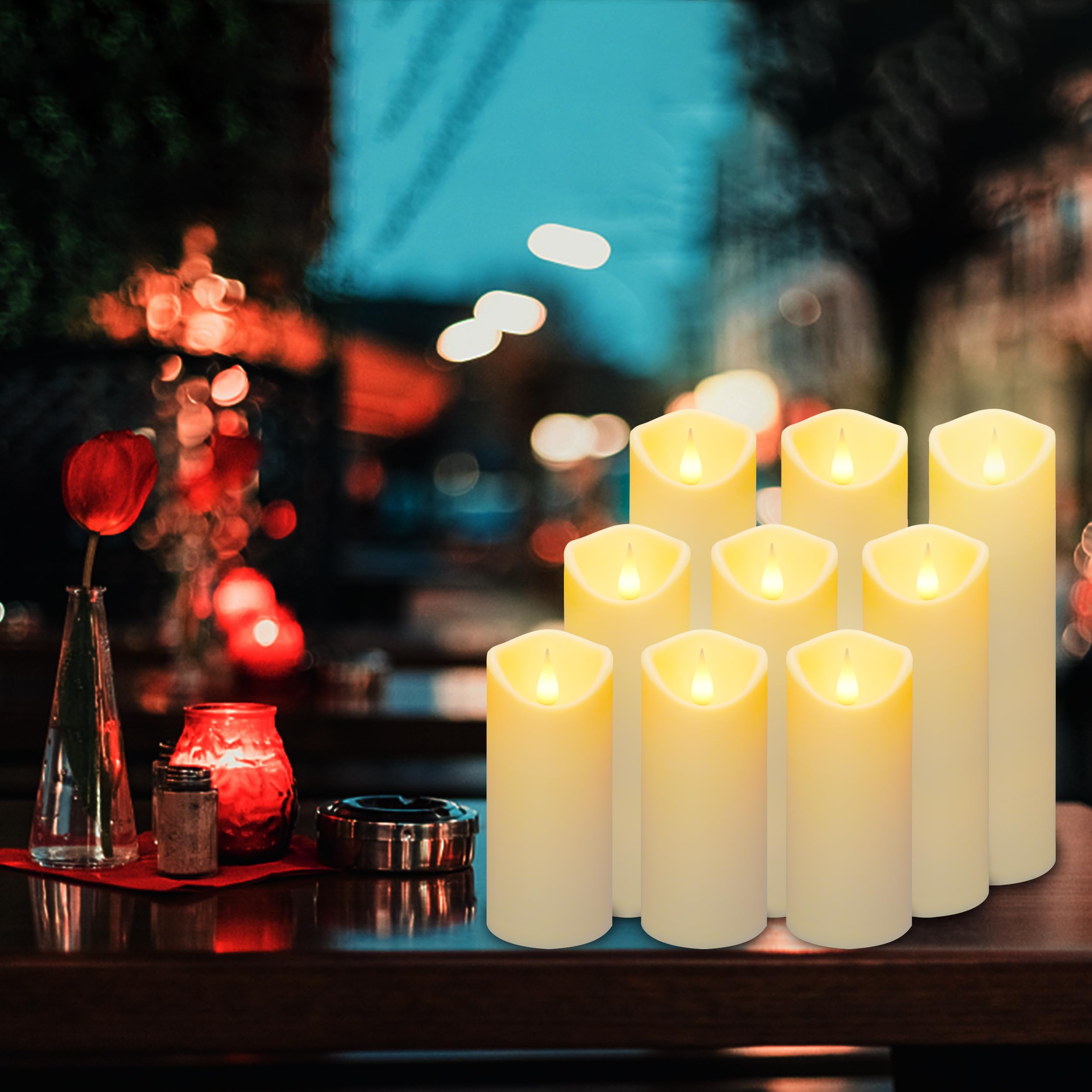 Aignis Flameless Led Candles Battery Operated With 10 Key Remote And Timer, Indoor Heat Resistant For Home/Wedding/Holiday D?Or,