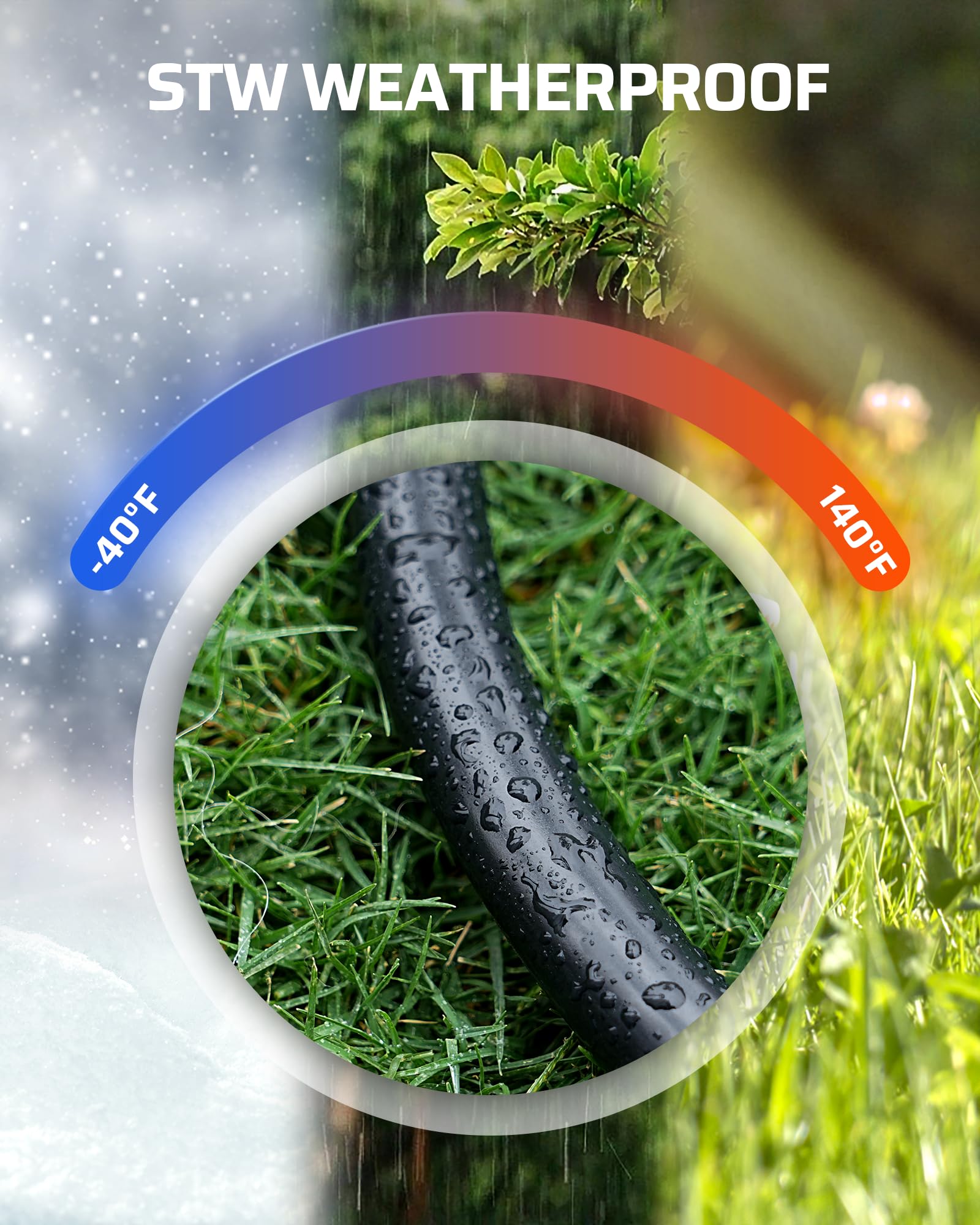 Dewenwils 2 Ft 12/3 Gauge Indoor/Outdoor Tri Tap Extension Cord Splitter, Stw 15 Amp Contractor Grade Heavy Duty Power Cable Wit