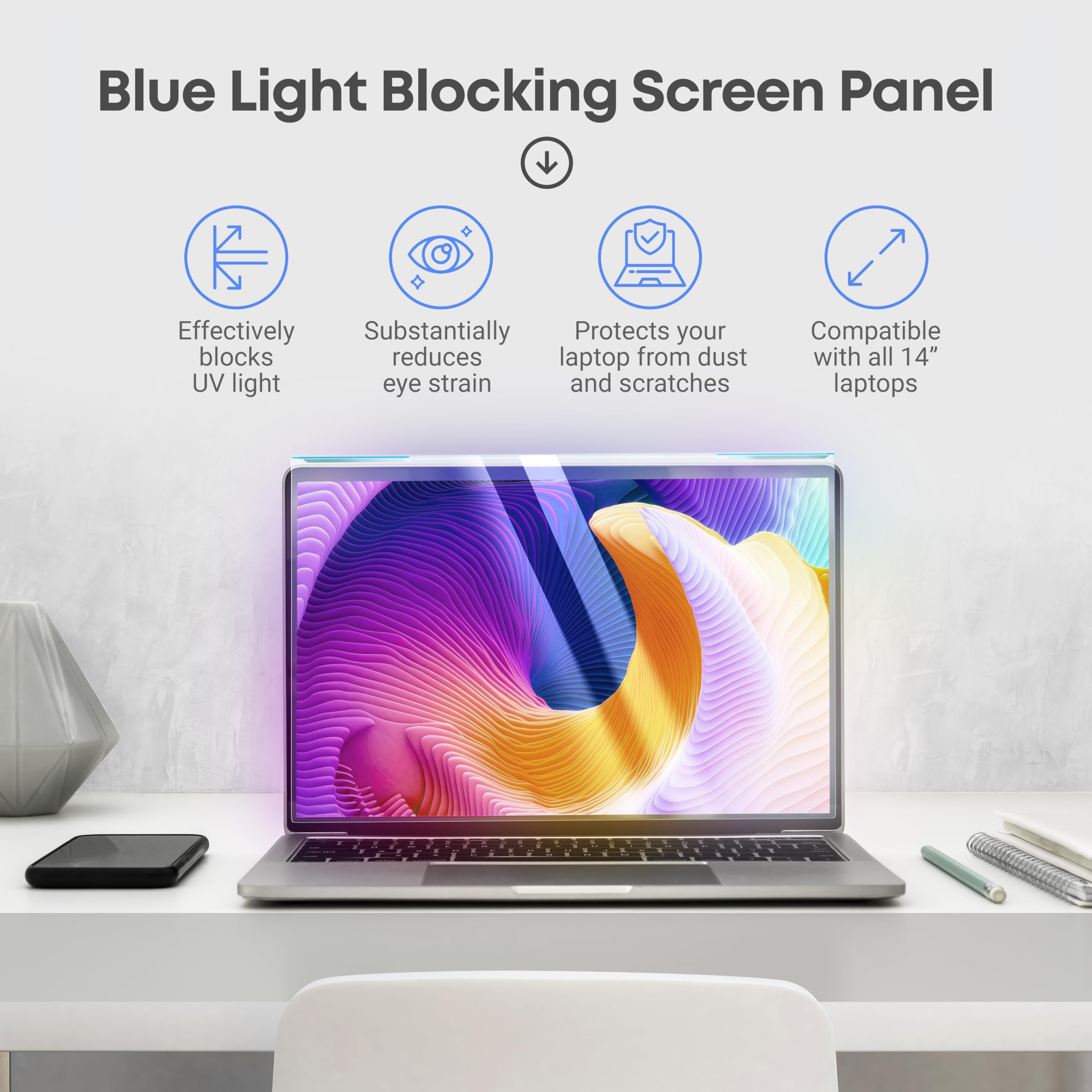 Vintez Blue Light Blocking Screen Protector Panel For 14 Inch Diagonal Pc Anti Uv Eye Protection Filter Film   Widescreen Laptop