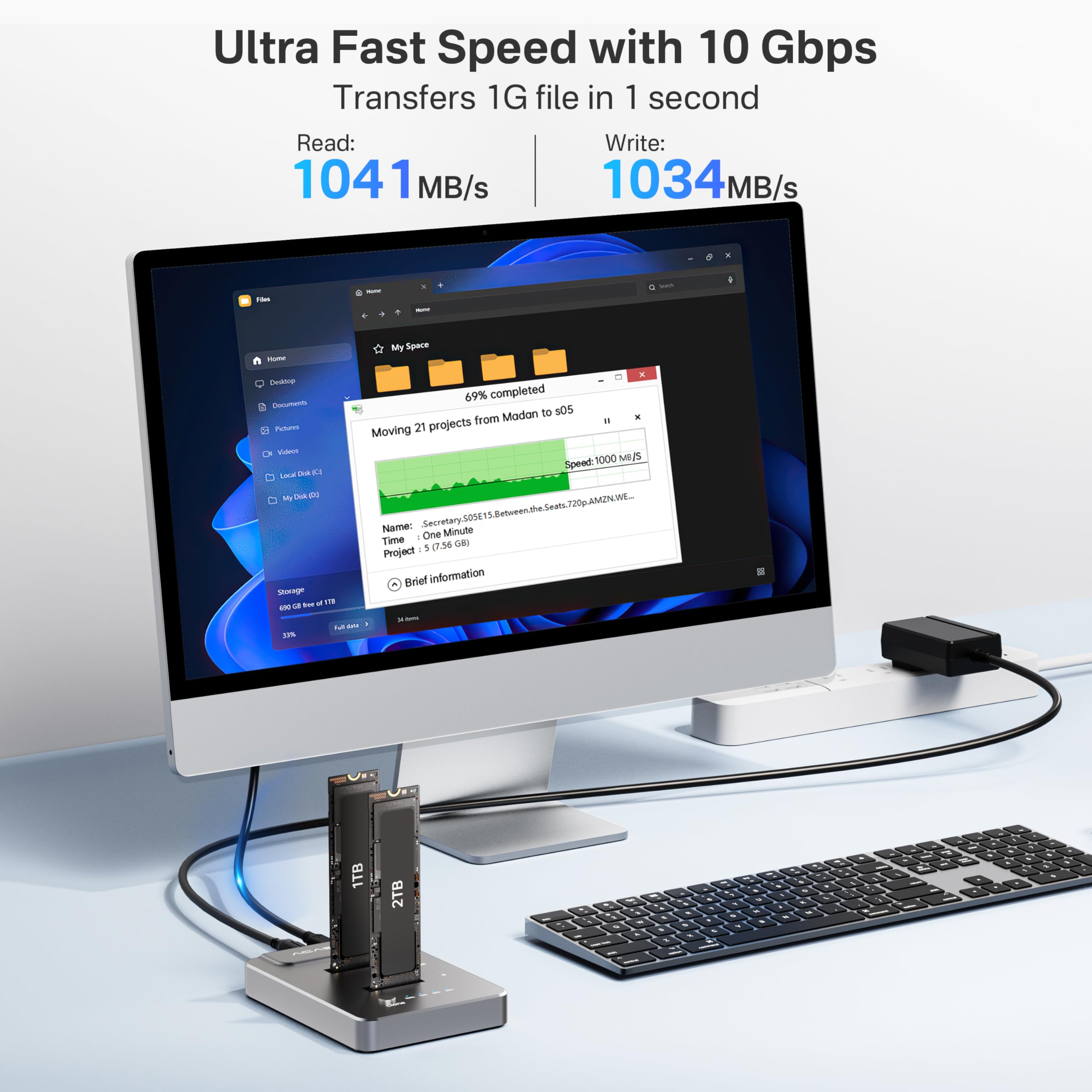 Acasis Nvme M.2 Duplicator Dual Bay Offline Clone Usb C To Nvme Docking Station For M2 Ssd M Key Hard Drives Enclosure (M03) (M03)