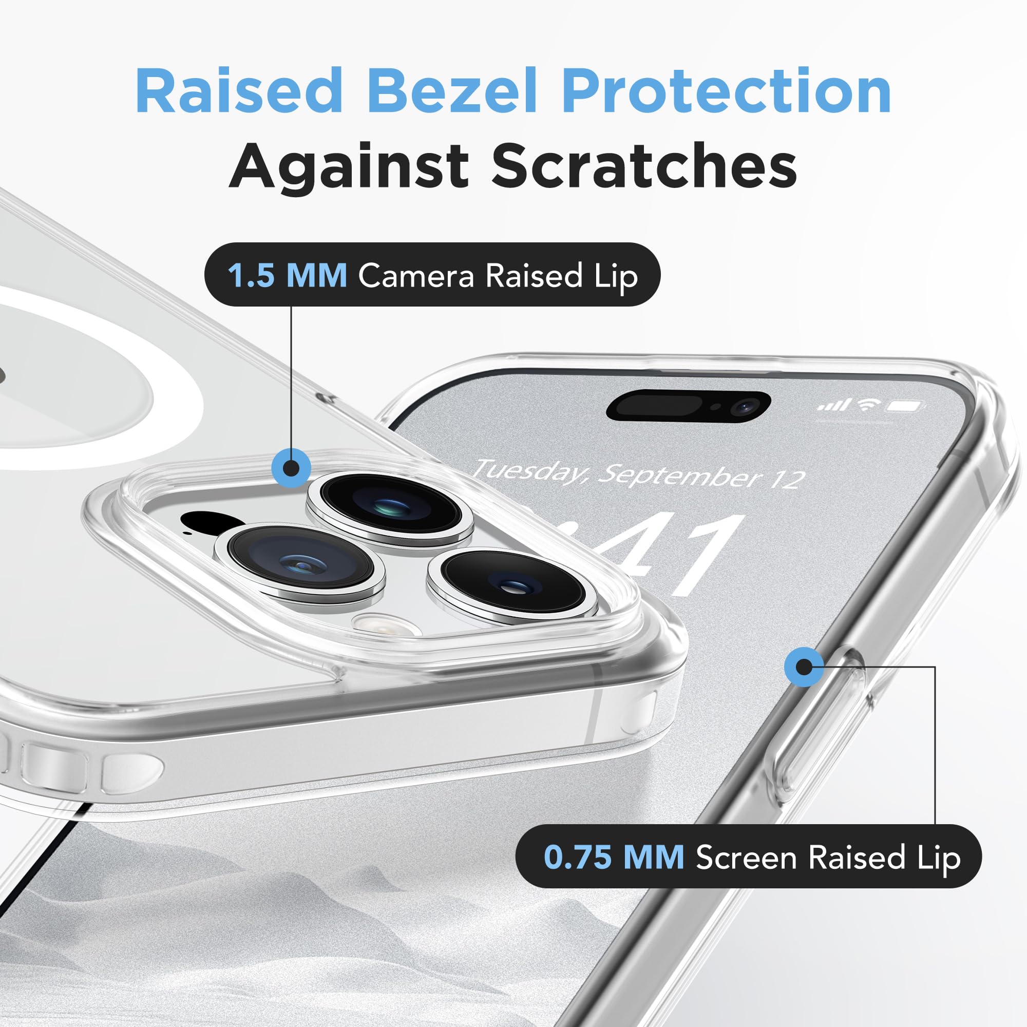 Gonez Magnetic For Iphone 14 Pro Max Case,Compatible With Magsafe,[2 Screen Protector & 2 Camera Cover][Anti Fingerprint][Non Ye