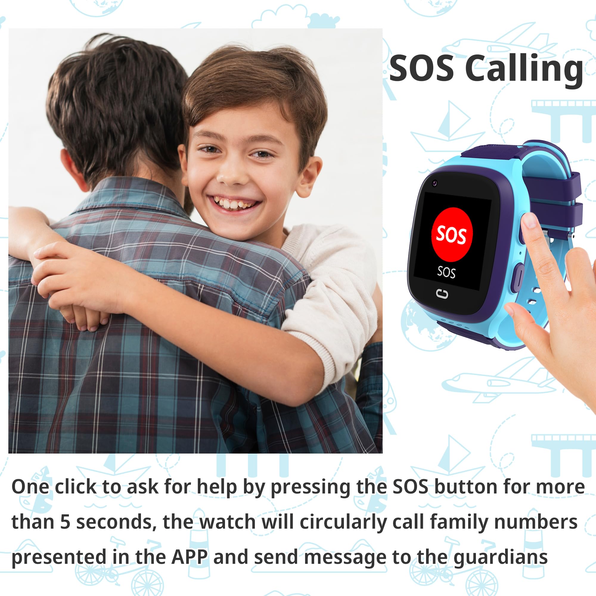 Tixpc 4G Kids Smart Watch For Boys With Gps Tracker Location Cell Phone Sos Calling Waterproof Voice Chat Alarm Clock For Ages 5