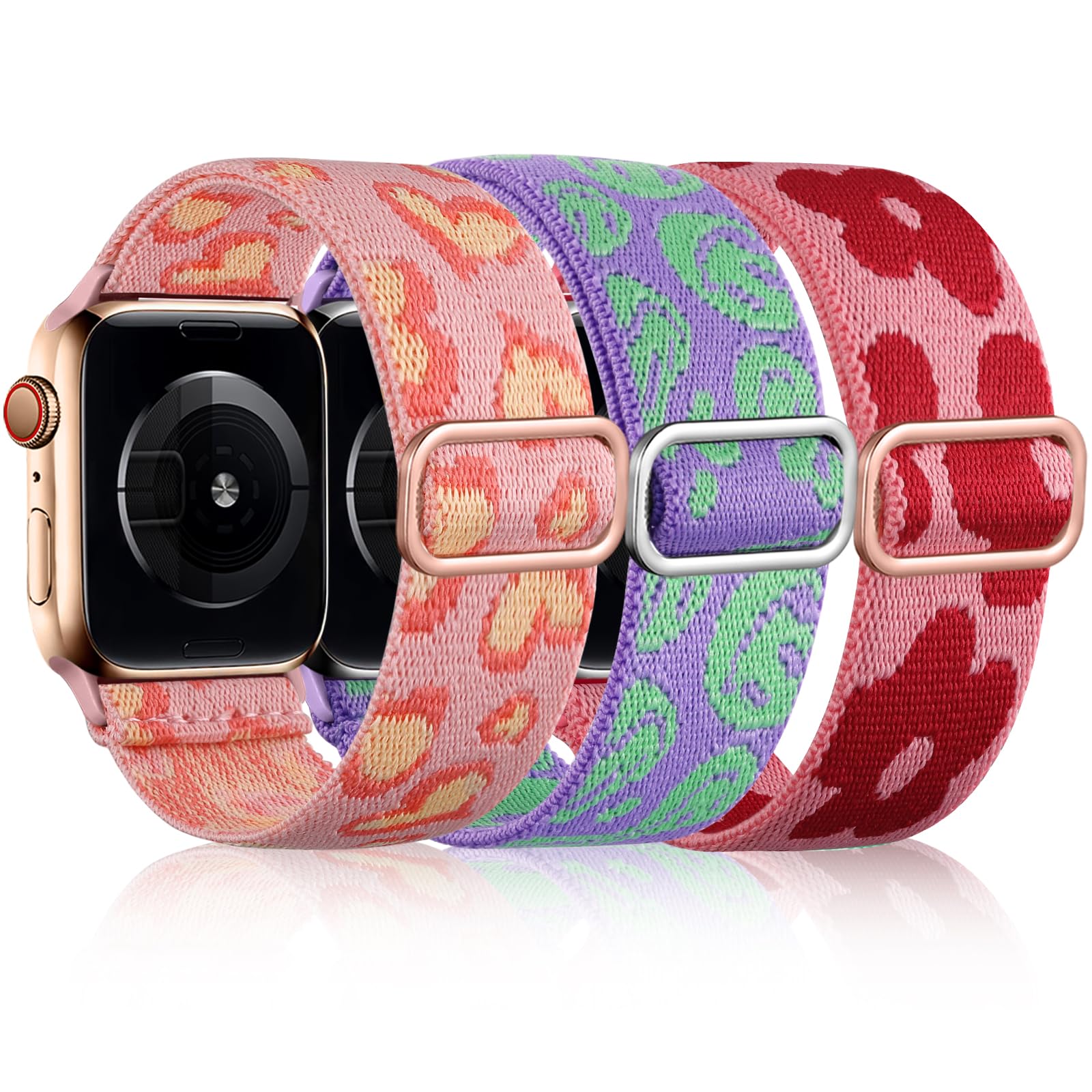 Daqin 3 Pack Stretchy Nylon Solo Loop Band Compatible With Apple Watch Band 38Mm 40Mm 41Mm 42Mm 44Mm 45Mm 49Mm, Soft Nylon Elast