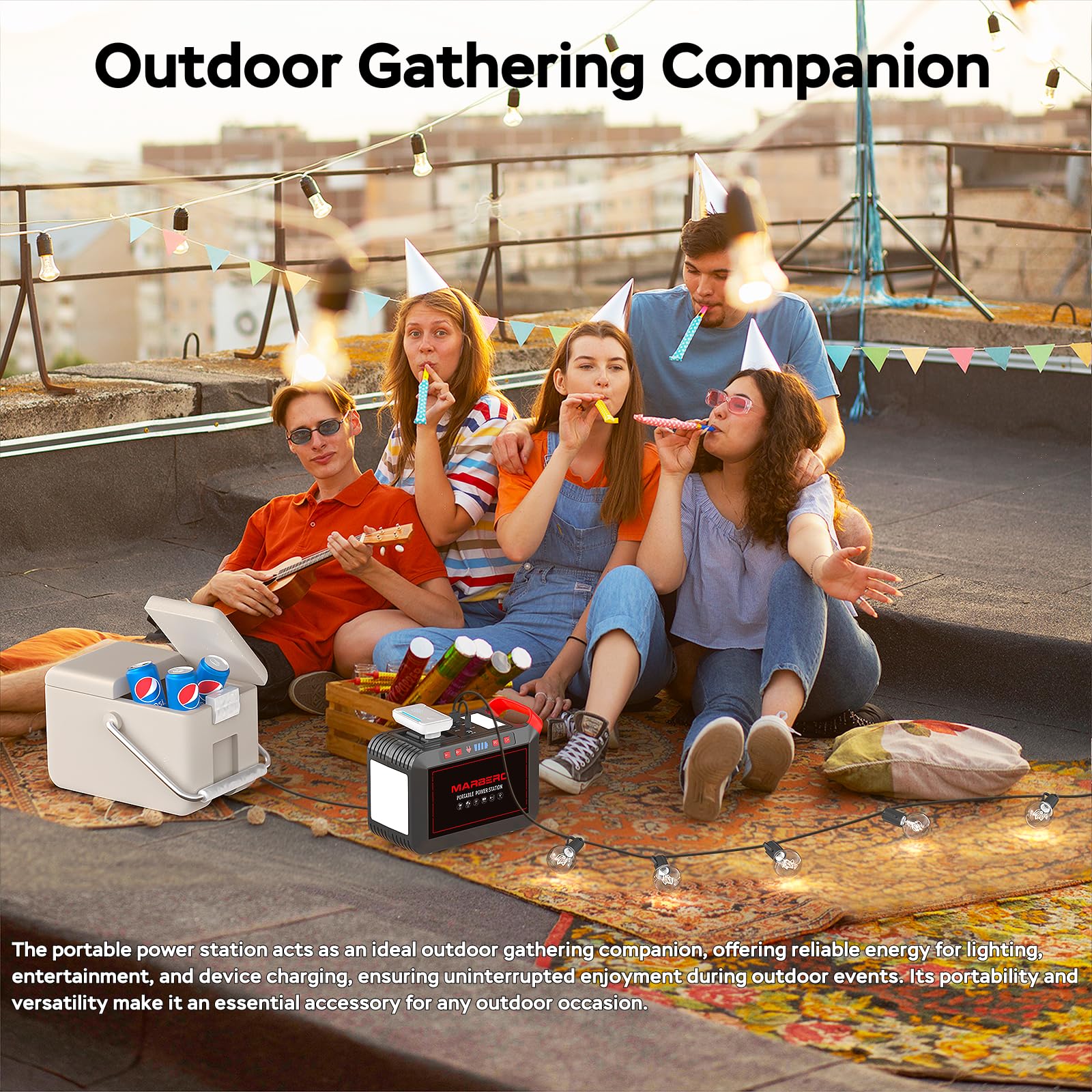 Portable Power Station 300W Marbero 237Wh Camping Solar Generator Backup Lithium Battery With Pure Sine Wave 110V Ac Outlet, Usb